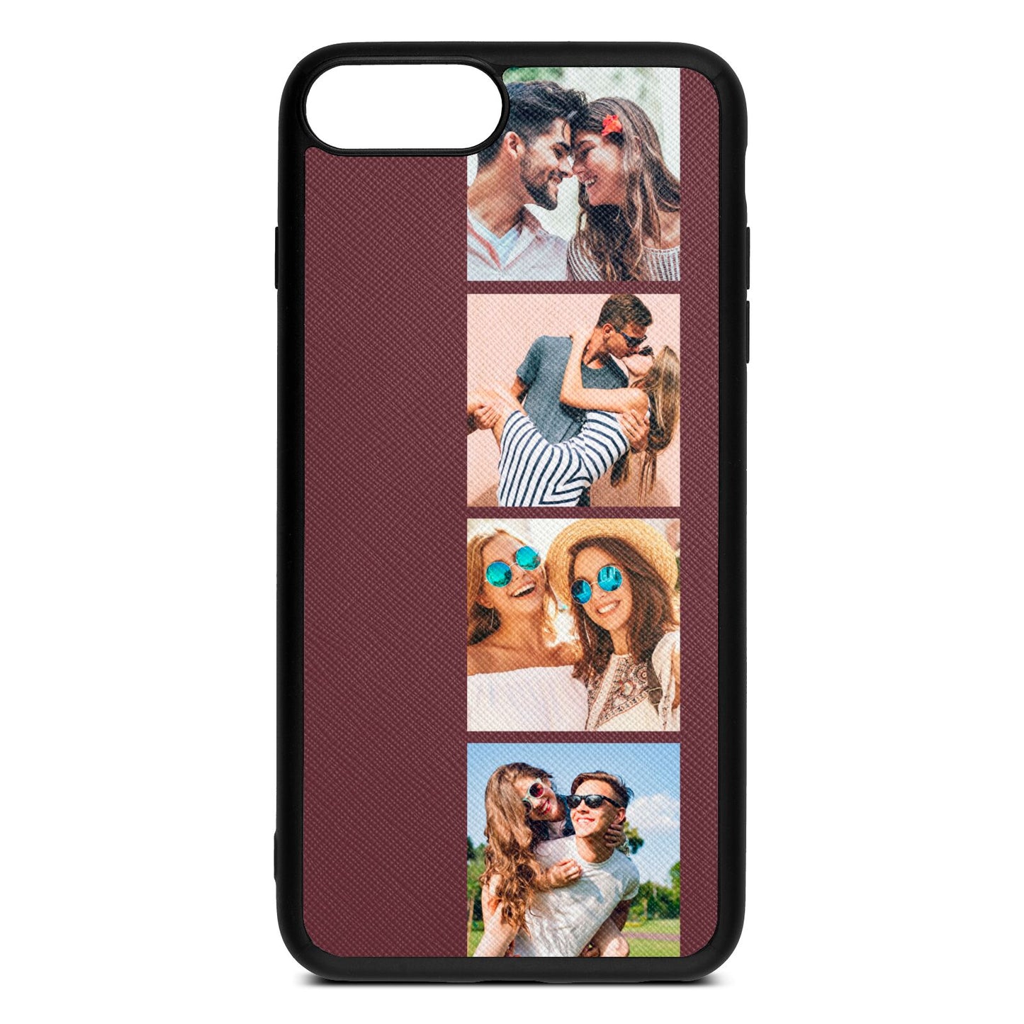 Photo Strip Montage Upload Rose Brown Saffiano Leather iPhone 8 Plus Case