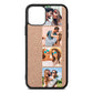 Photo Strip Montage Upload Rose Gold Pebble Leather iPhone 11 Case