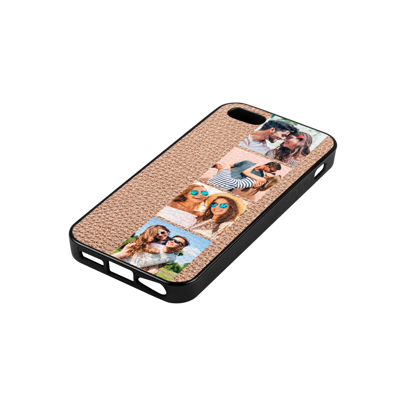 Photo Strip Montage Upload Rose Gold Pebble Leather iPhone 5 Case Side Angle