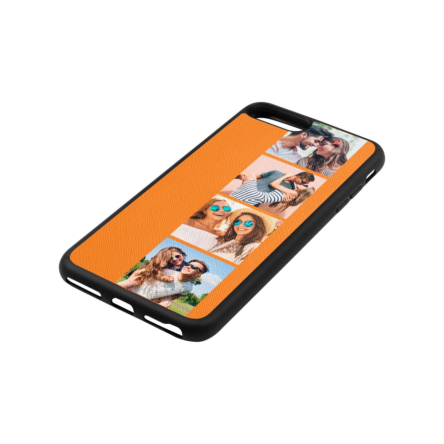 Photo Strip Montage Upload Saffron Saffiano Leather iPhone 8 Plus Case Side Angle