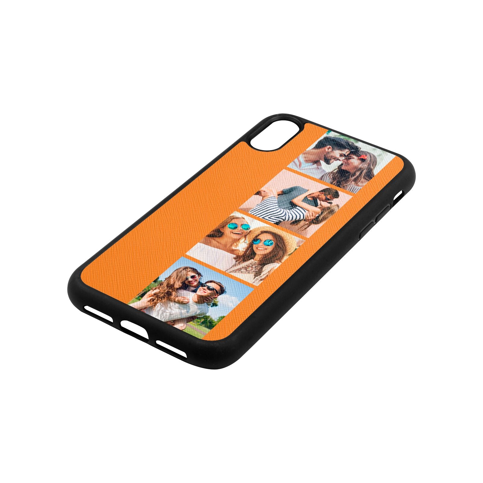 Photo Strip Montage Upload Saffron Saffiano Leather iPhone Xr Case Side Angle