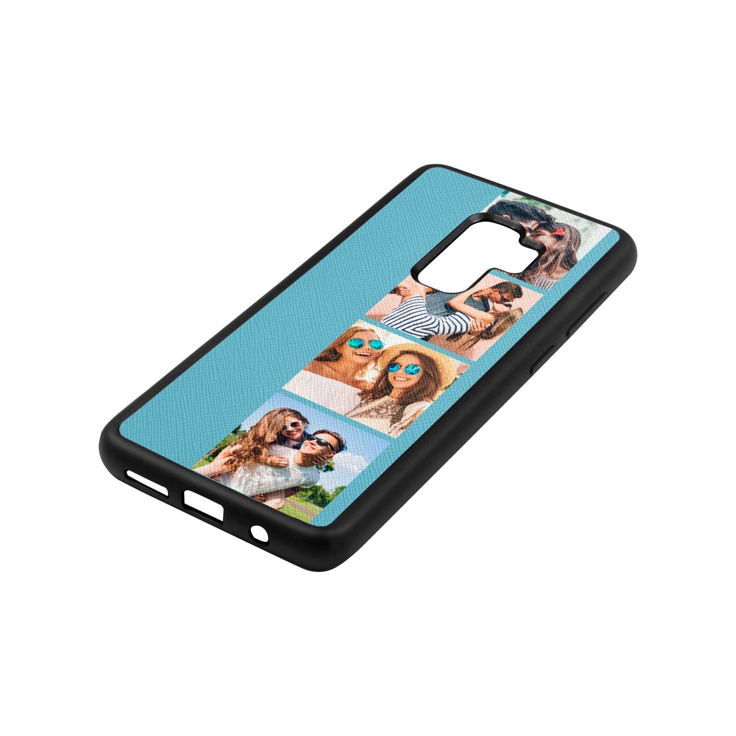Photo Strip Montage Upload Sky Saffiano Leather Samsung S9 Plus Case Side Angle