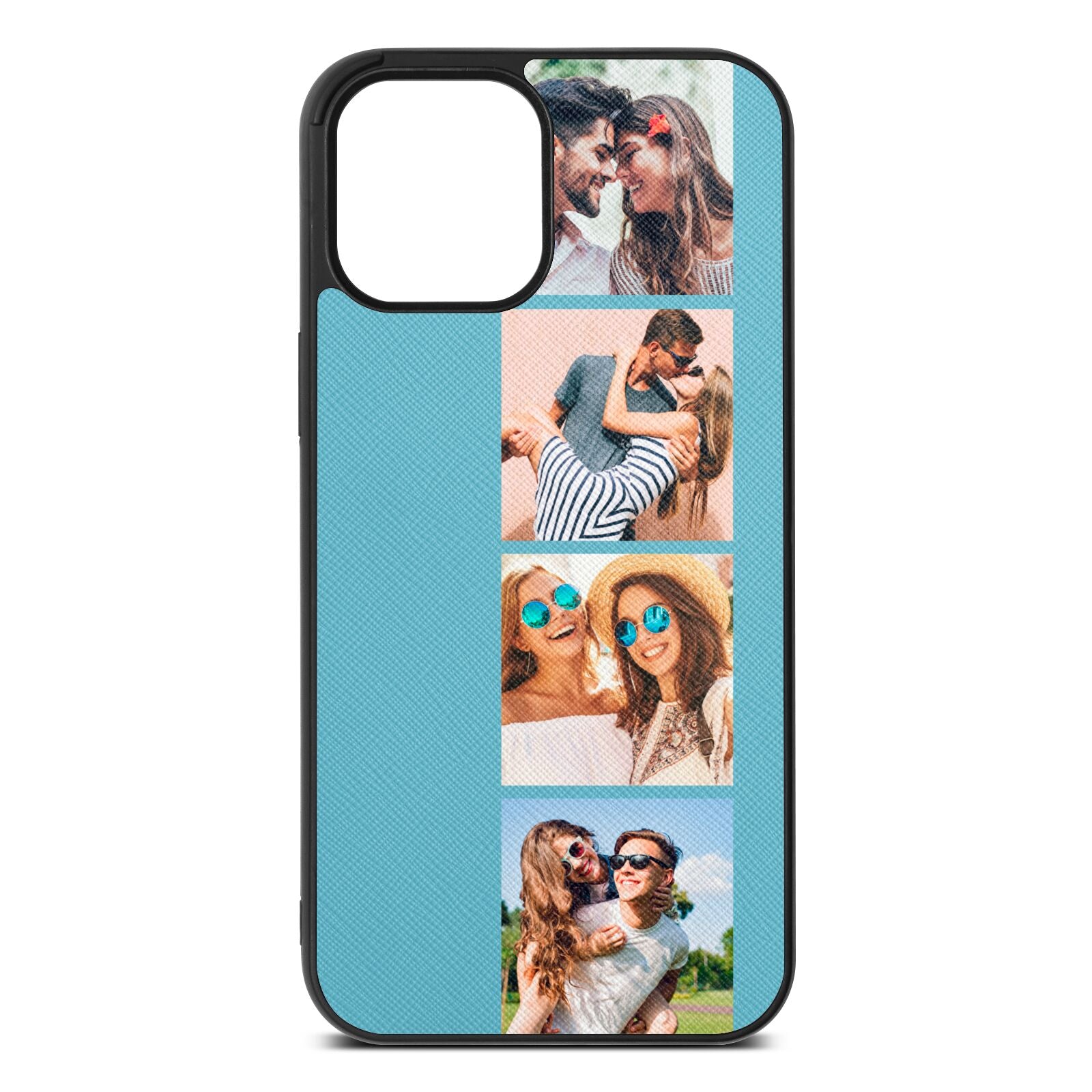 Photo Strip Montage Upload Sky Saffiano Leather iPhone 12 Pro Max Case