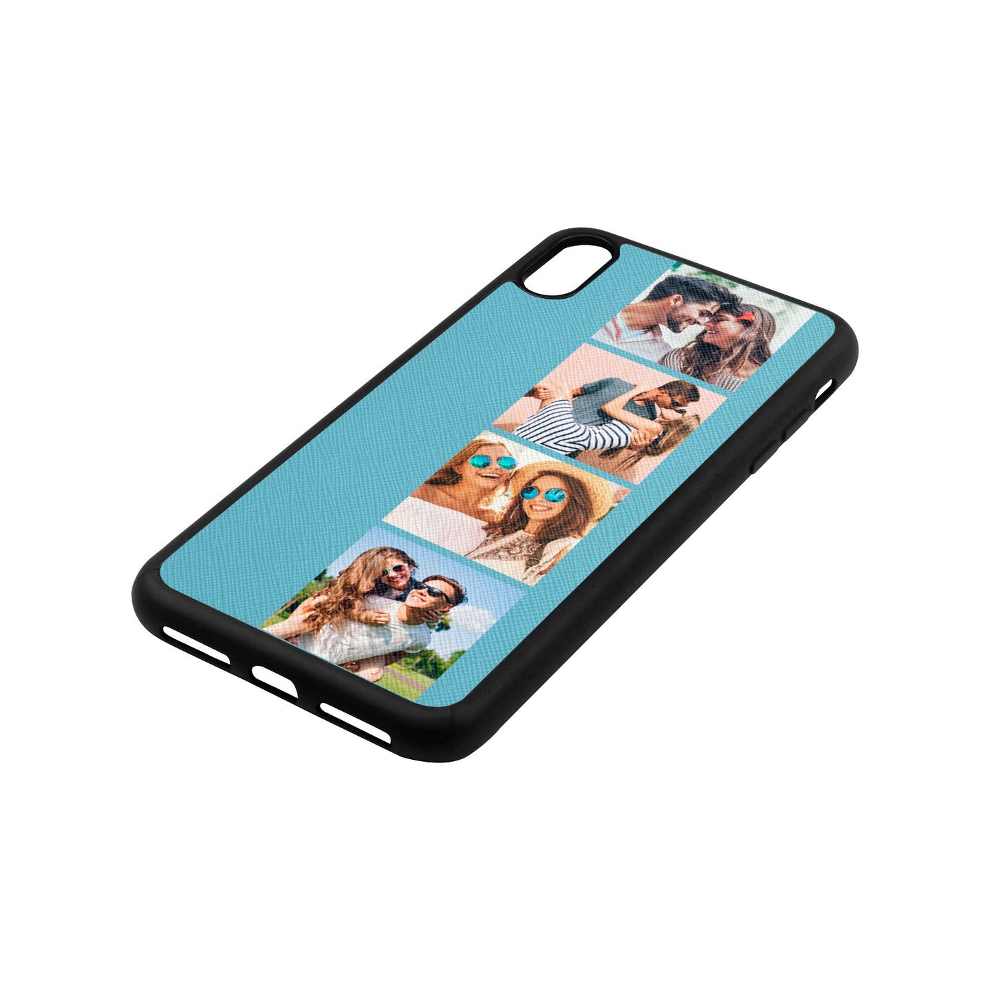 Photo Strip Montage Upload Sky Saffiano Leather iPhone Xs Max Case Side Angle