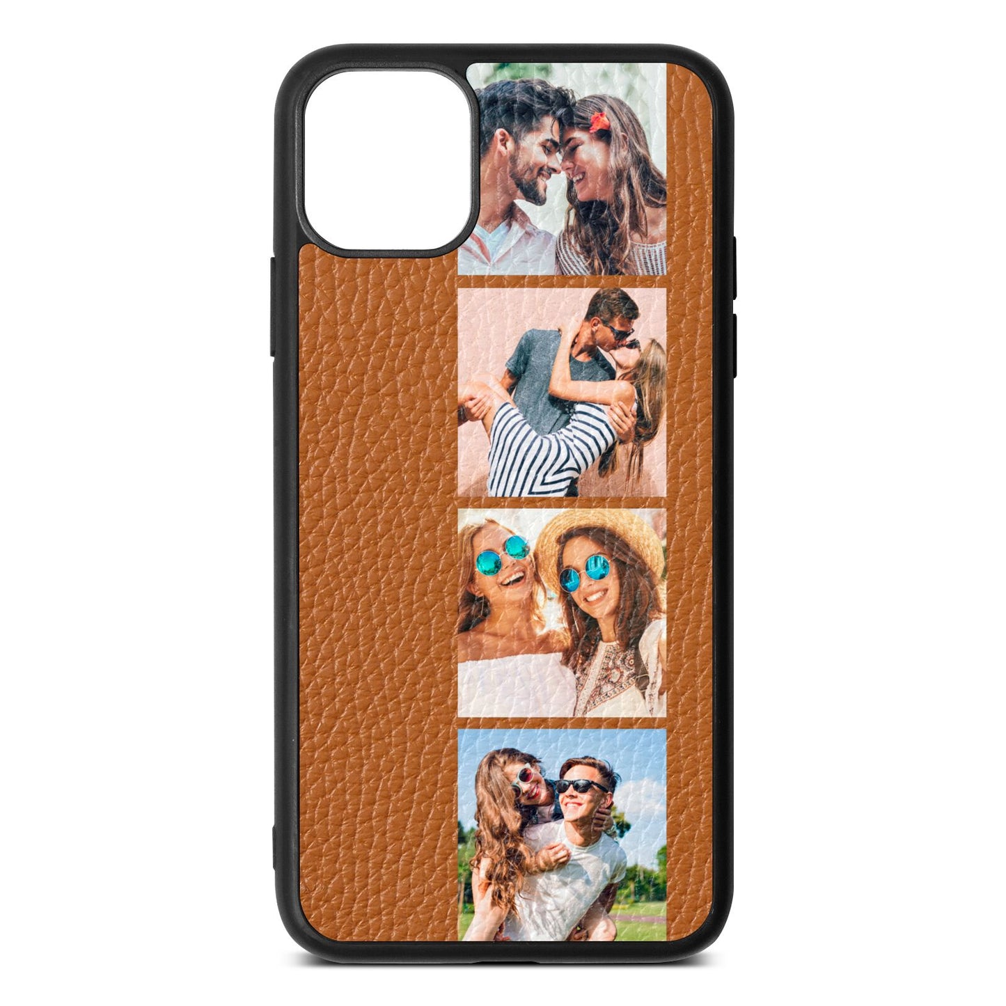 Photo Strip Montage Upload Tan Pebble Leather iPhone 11 Pro Max Case