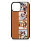 Photo Strip Montage Upload Tan Pebble Leather iPhone 13 Mini Case