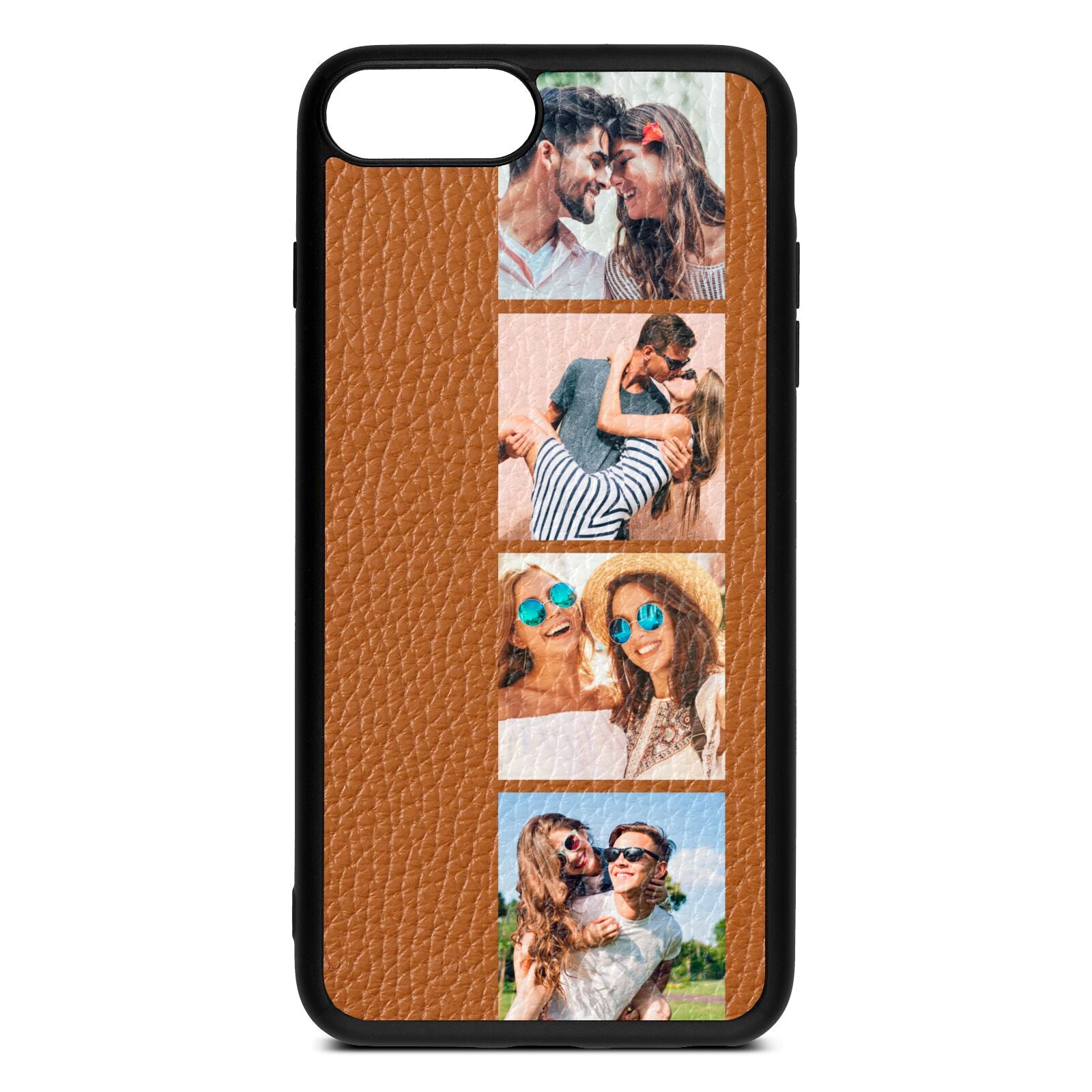 Photo Strip Montage Upload Tan Pebble Leather iPhone 8 Plus Case