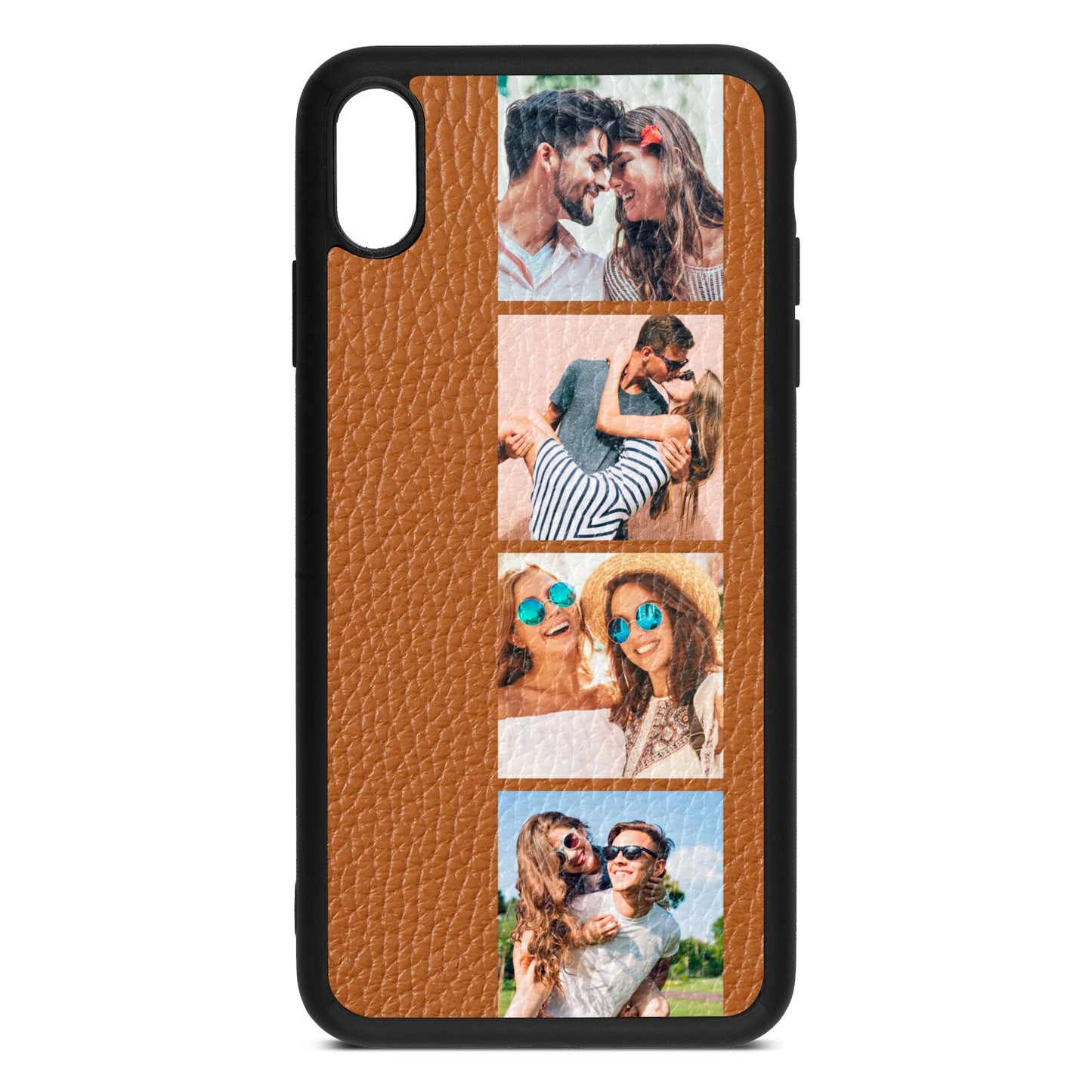Photo Strip Montage Upload Tan Pebble Leather iPhone Xs Max Case