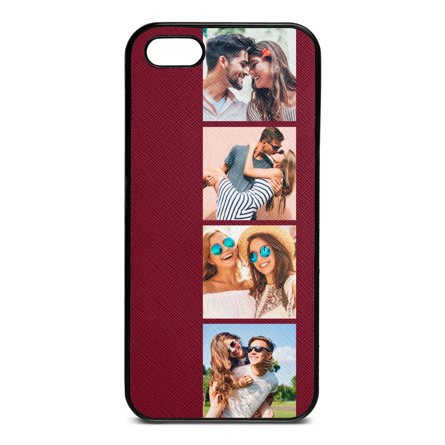 Photo Strip Montage Upload Wine Red Saffiano Leather iPhone 5 Case