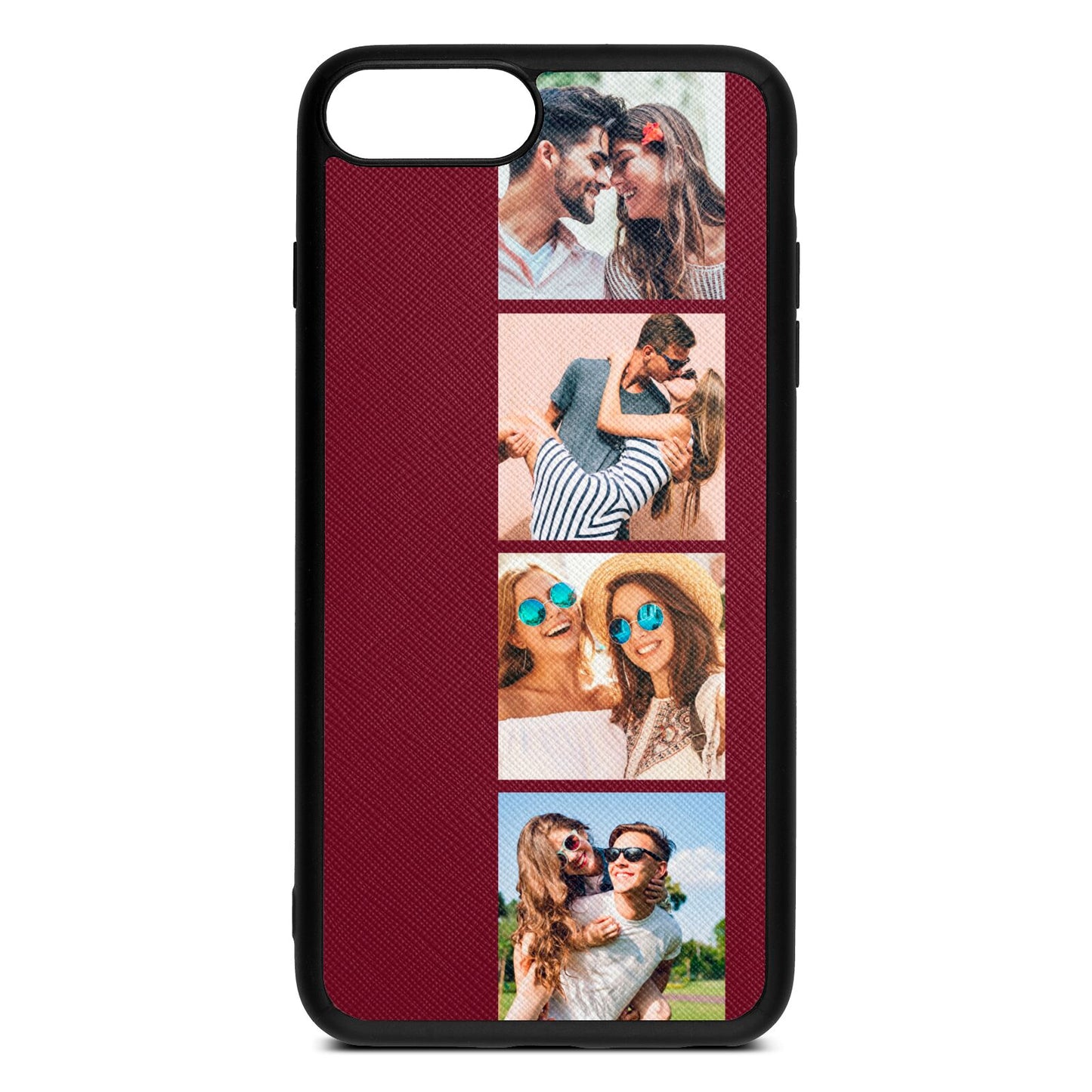 Photo Strip Montage Upload Wine Red Saffiano Leather iPhone 8 Plus Case