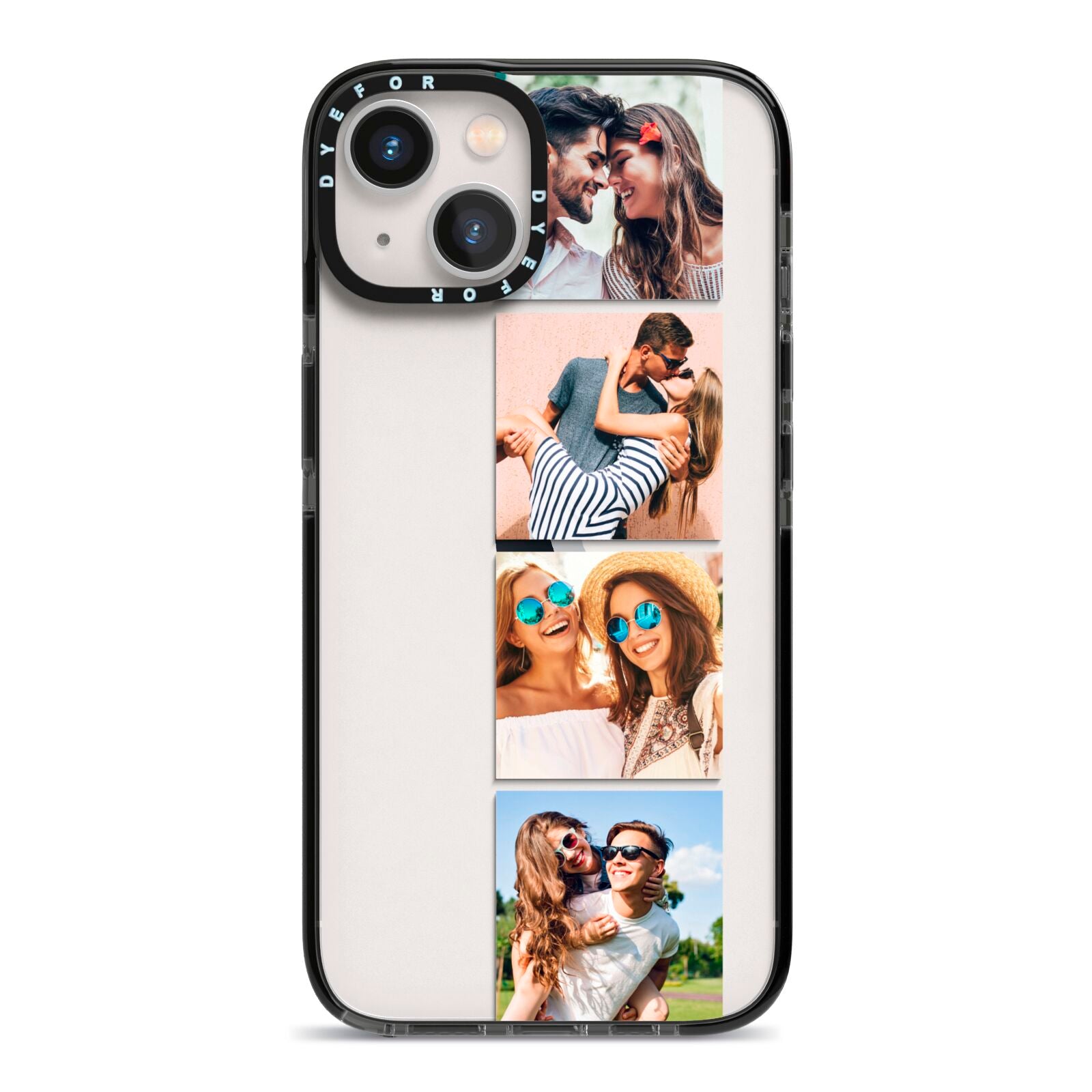 Photo Strip Montage Upload iPhone 13 Black Impact Case on Silver phone