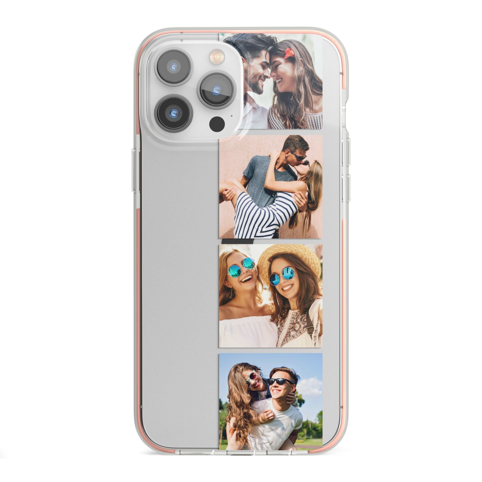 Photo Strip Montage Upload iPhone 13 Pro Max TPU Impact Case with Pink Edges