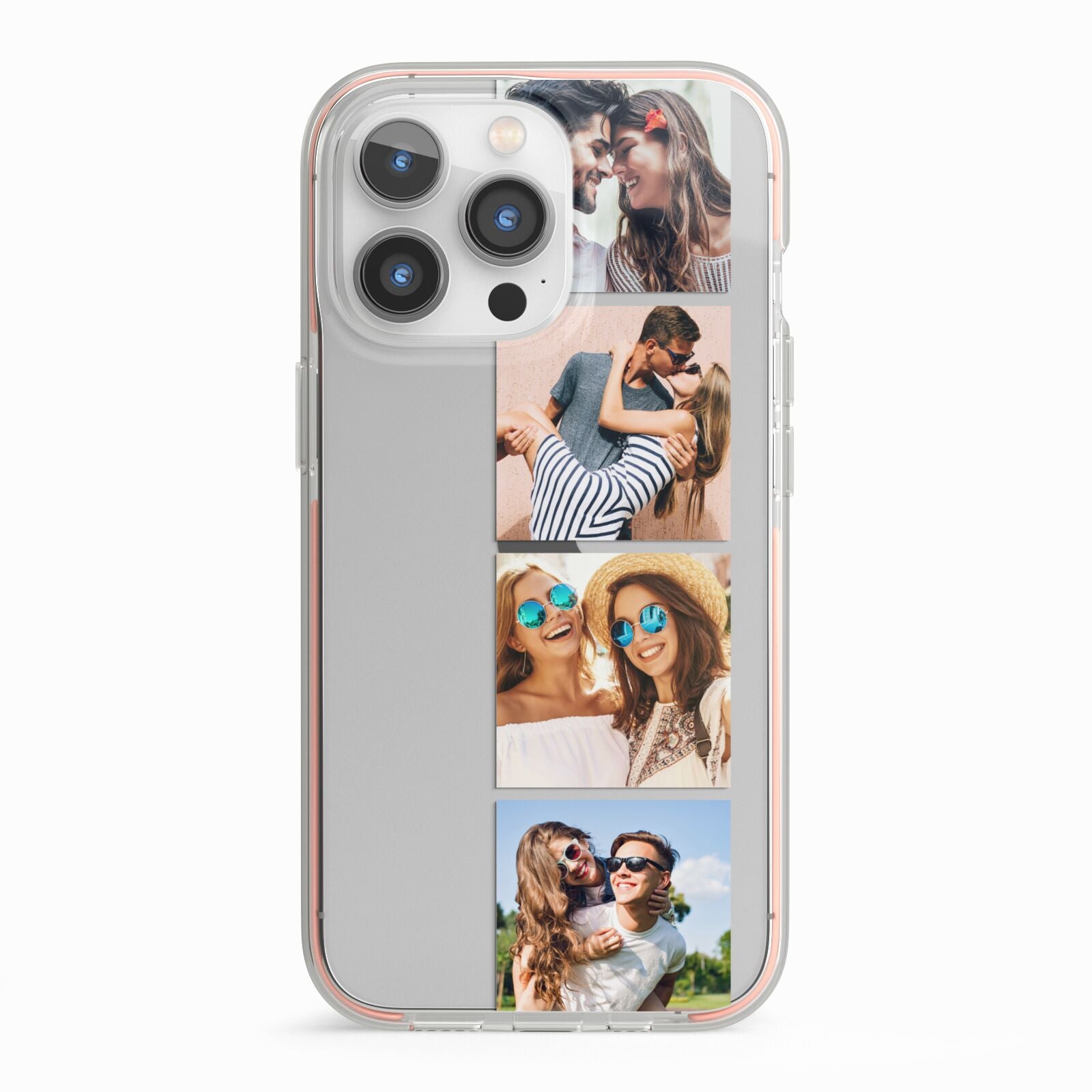 Photo Strip Montage Upload iPhone 13 Pro TPU Impact Case with Pink Edges