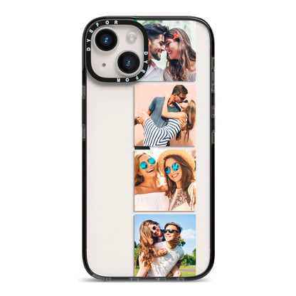 Photo Strip Montage Upload iPhone 14 Black Impact Case on Silver phone