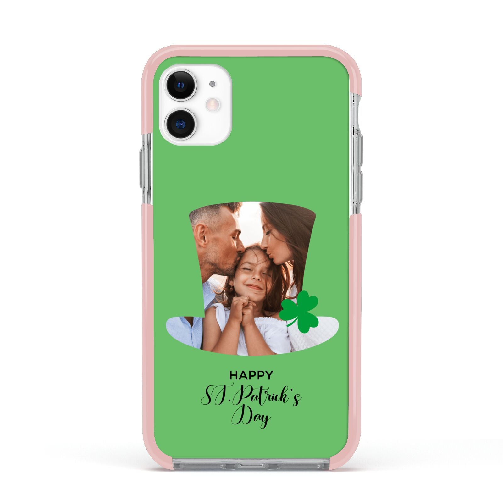 Photo Upload Leprechaun Hat Apple iPhone 11 in White with Pink Impact Case
