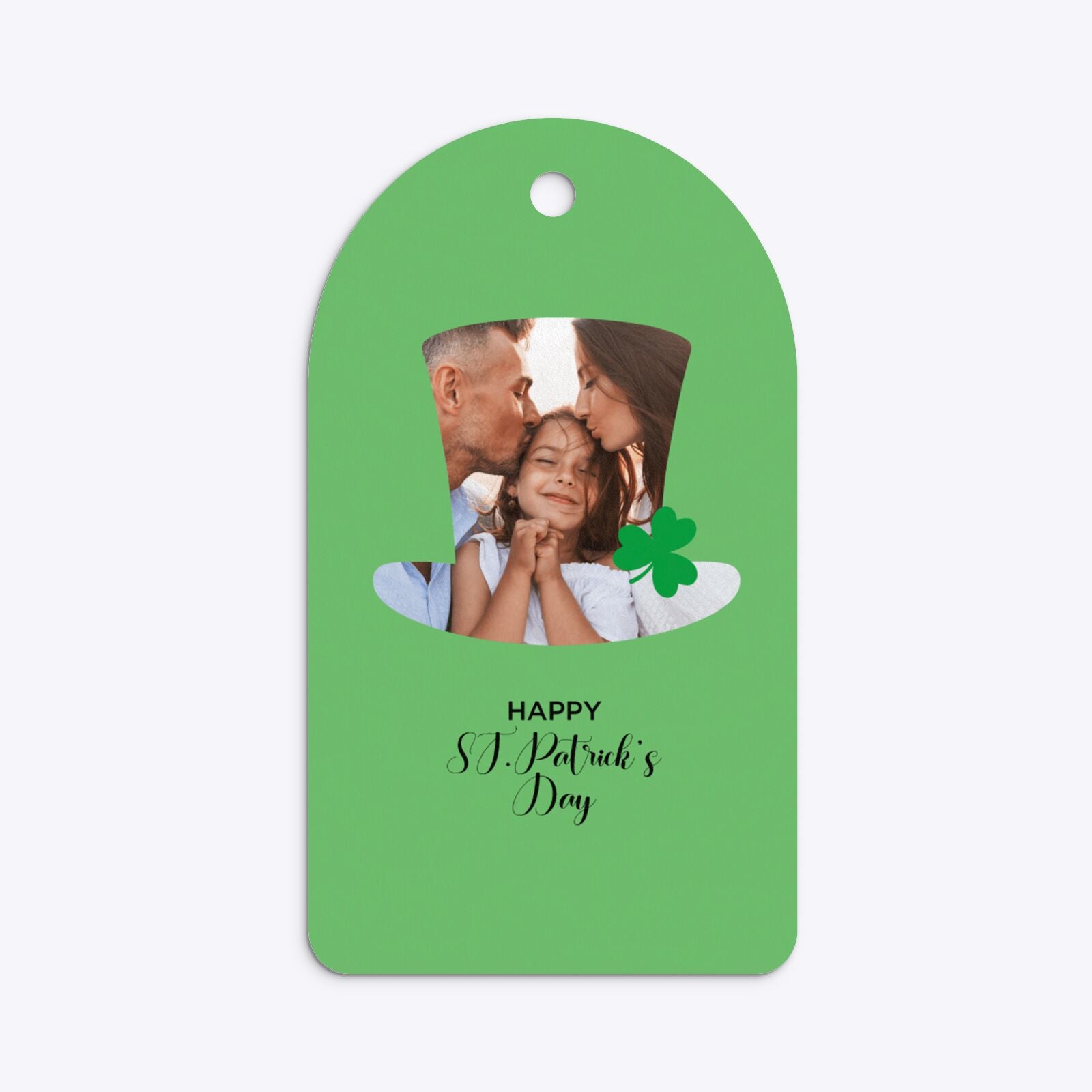 Photo Upload Leprechaun Hat Arched Rectangle Gift Tag