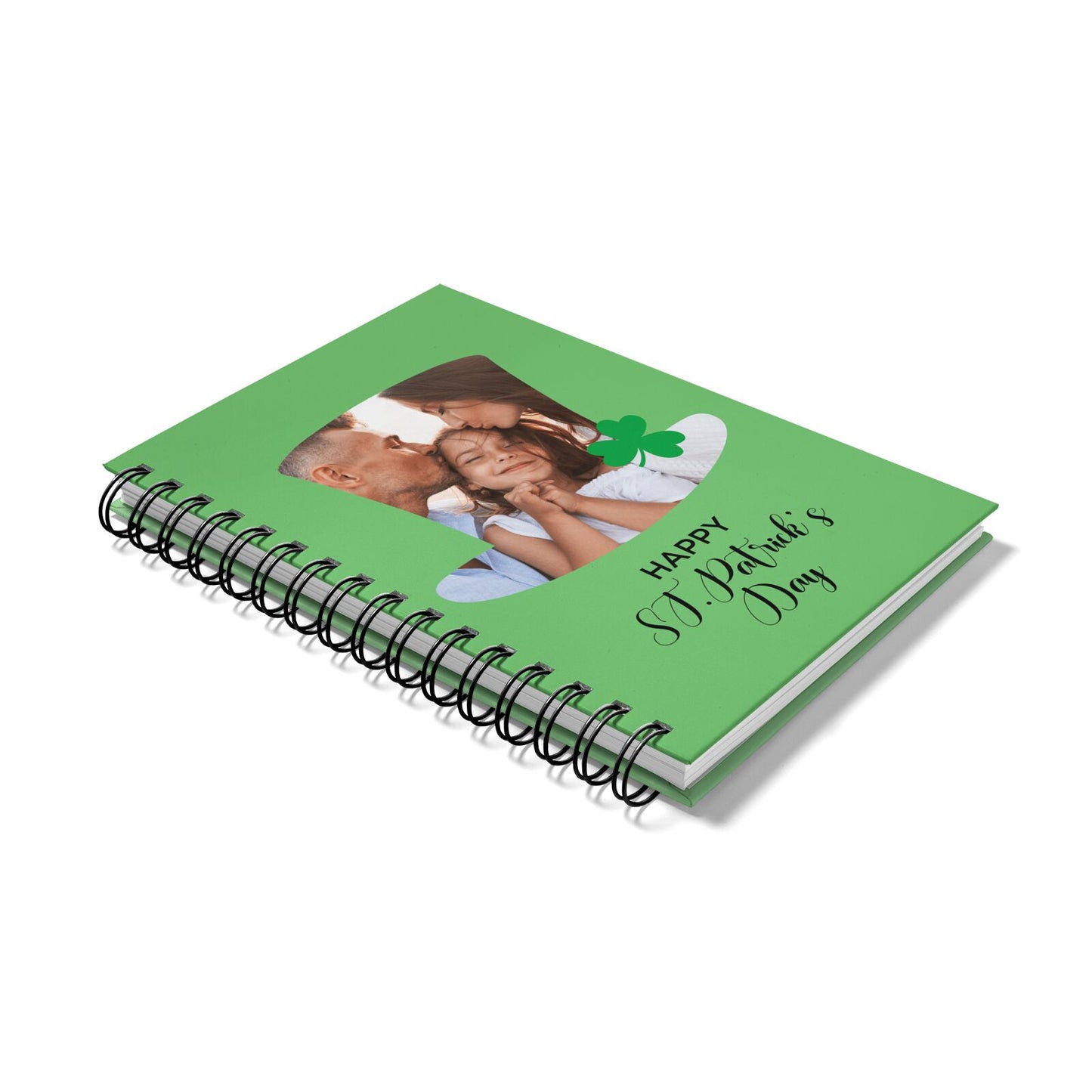 Photo Upload Leprechaun Hat Notebook with Black Coil Laid Flat