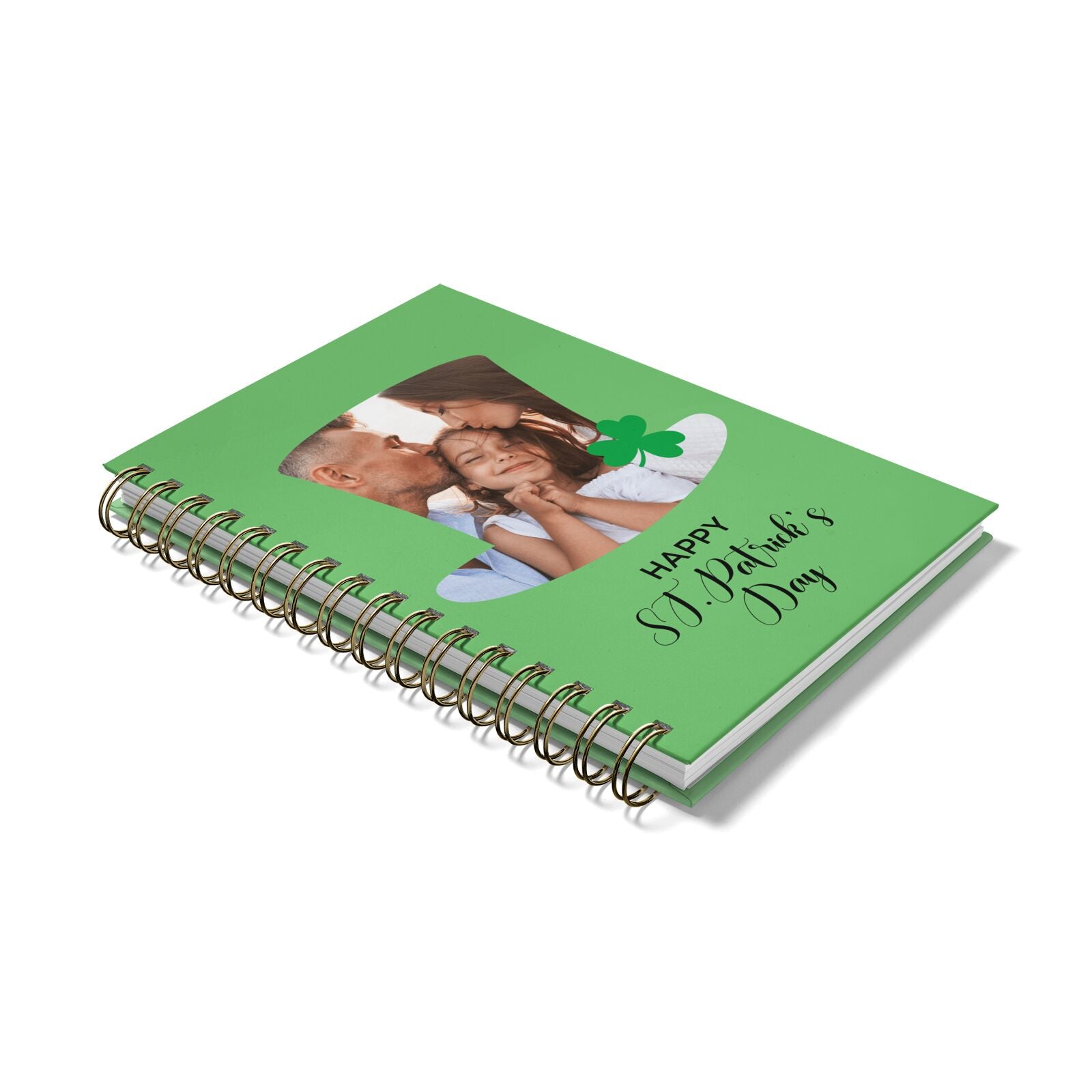 Photo Upload Leprechaun Hat Notebook with Bronze Coil Laid Flat