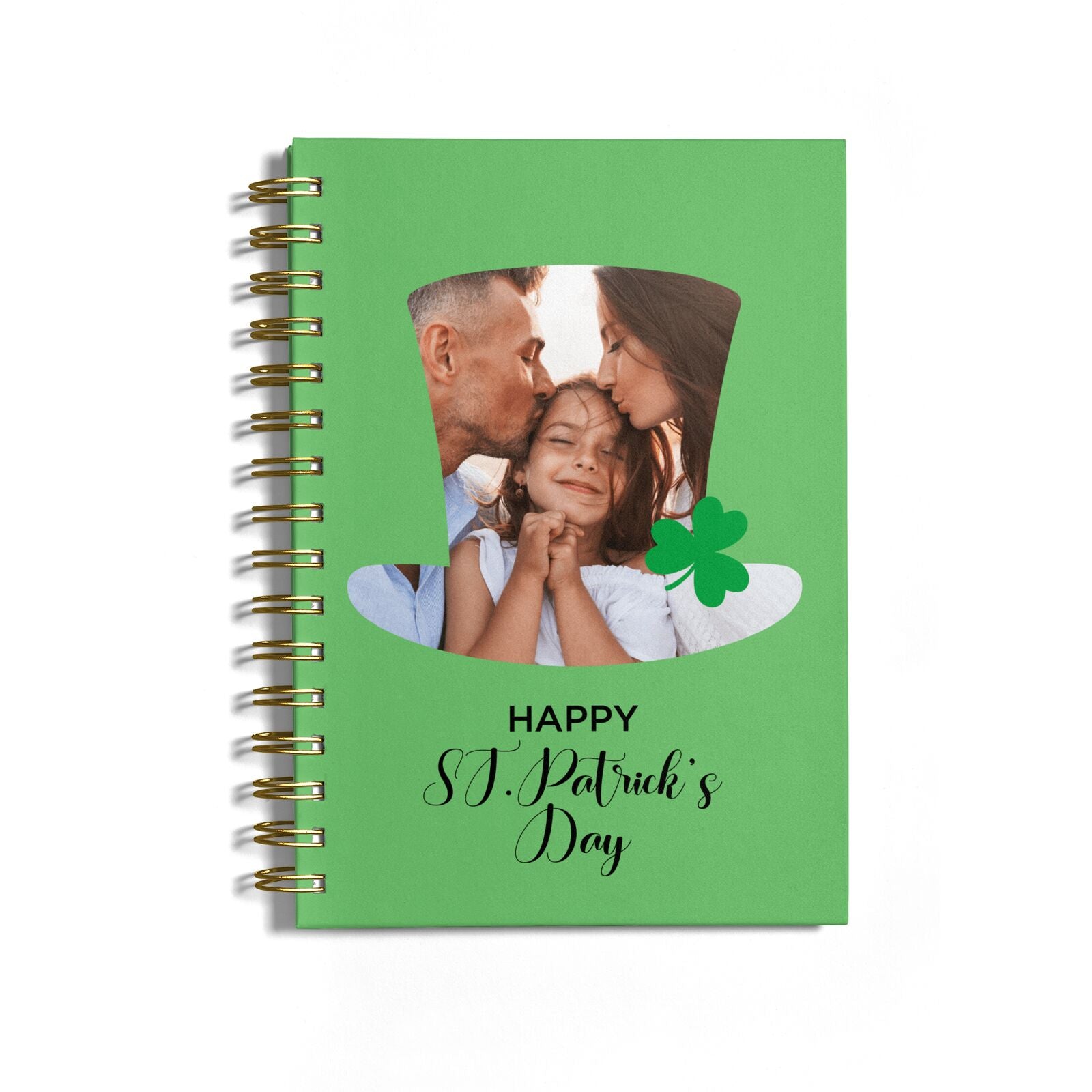 Photo Upload Leprechaun Hat Notebook with Gold Coil