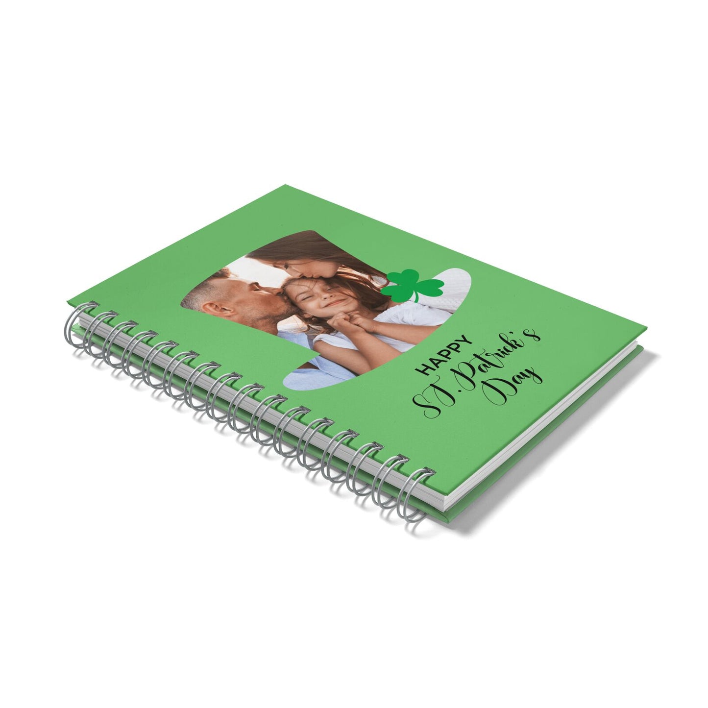 Photo Upload Leprechaun Hat Notebook with Grey Coil Laid Flat