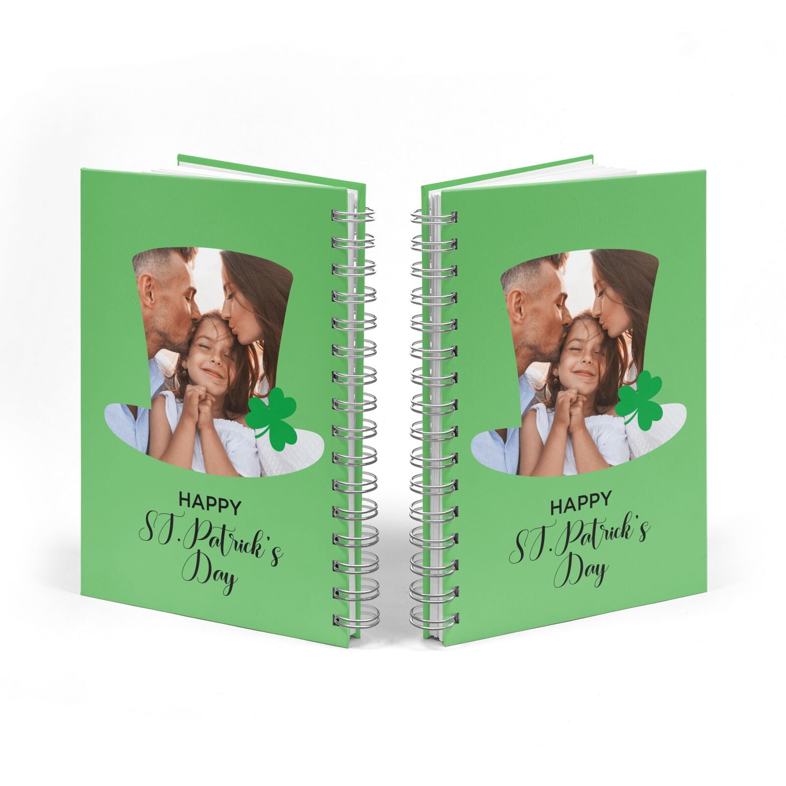 Photo Upload Leprechaun Hat Notebook with Silver Coil Spine View