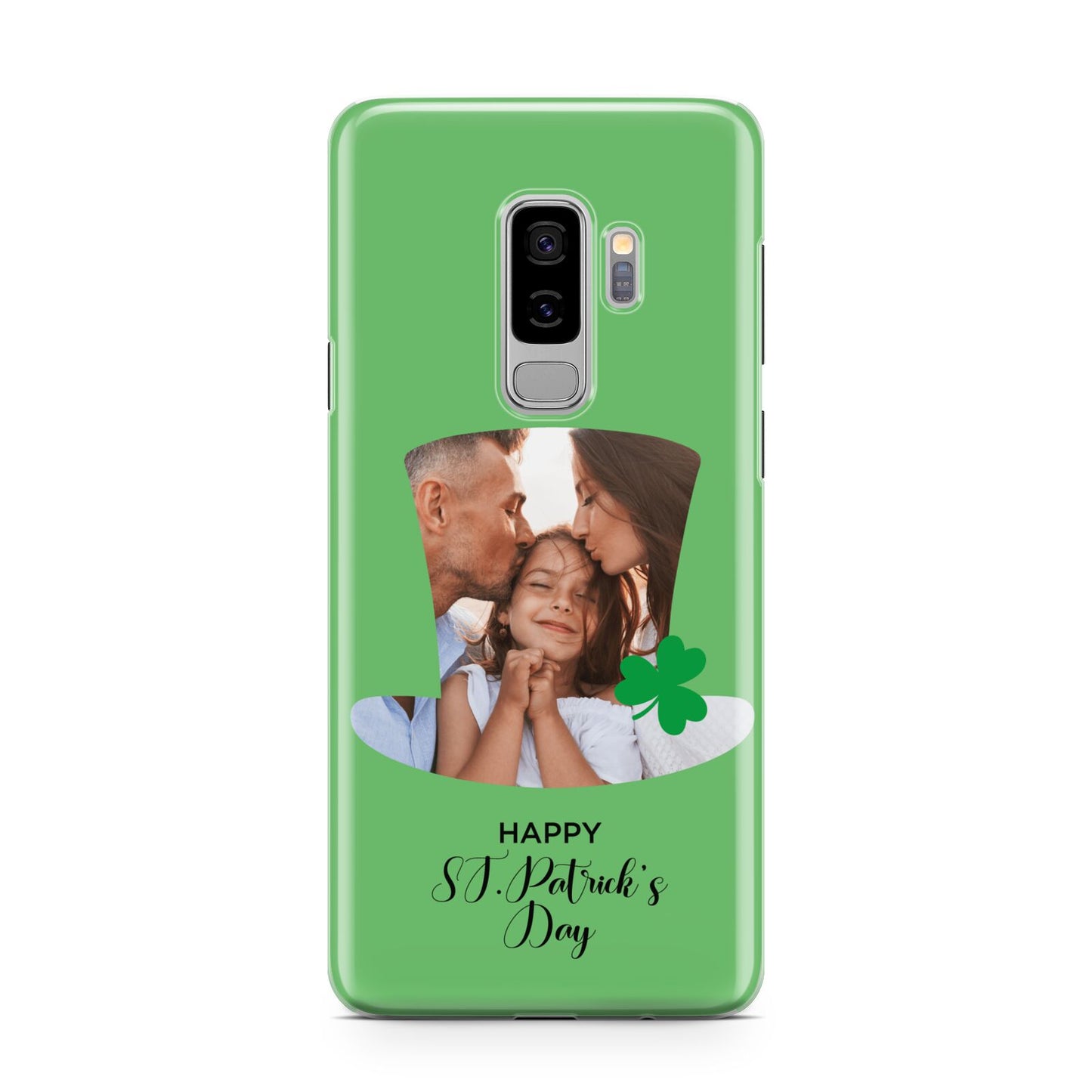 Photo Upload Leprechaun Hat Samsung Galaxy S9 Plus Case on Silver phone