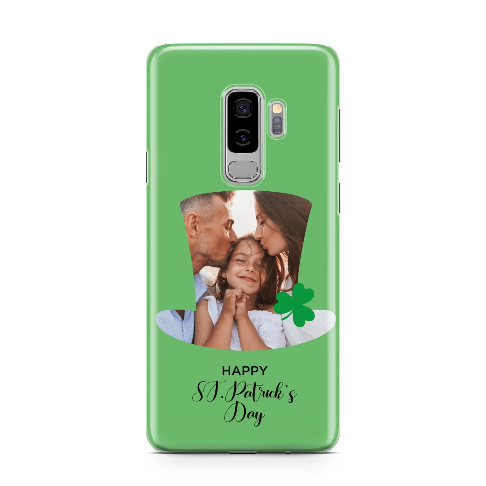 Photo Upload Leprechaun Hat Samsung Galaxy S9 Plus Case on Silver phone