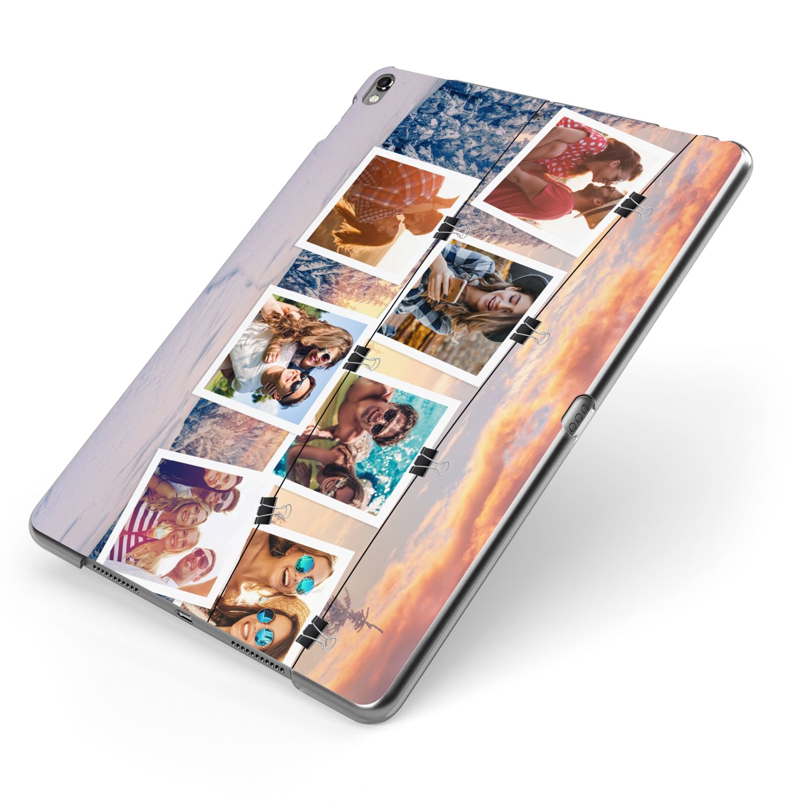 Photo Upload Montage Apple iPad Case on Grey iPad Side View