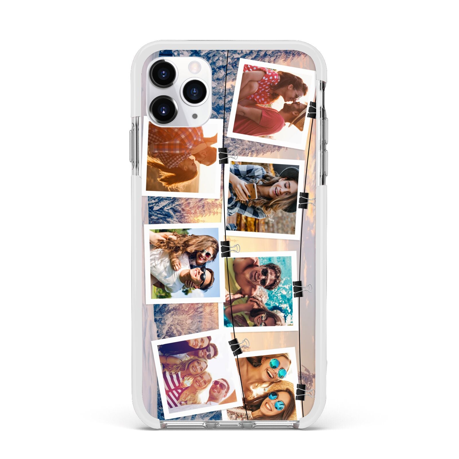 Photo Upload Montage Apple iPhone 11 Pro Max in Silver with White Impact Case