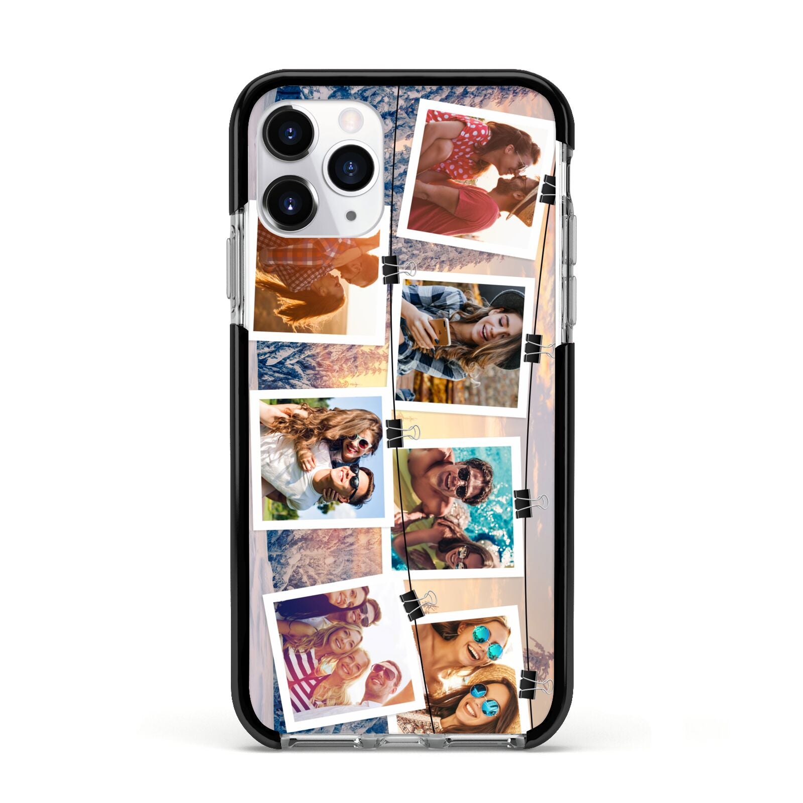Photo Upload Montage Apple iPhone 11 Pro in Silver with Black Impact Case