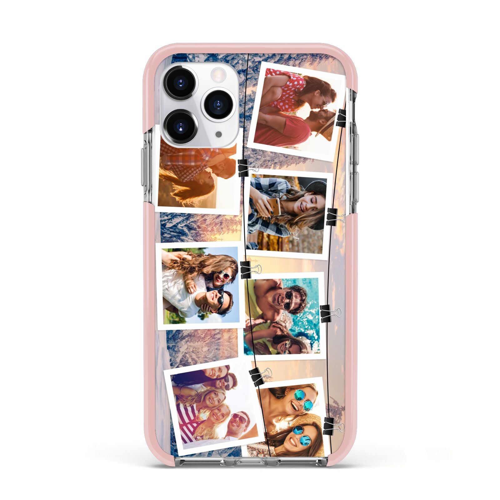 Photo Upload Montage Apple iPhone 11 Pro in Silver with Pink Impact Case
