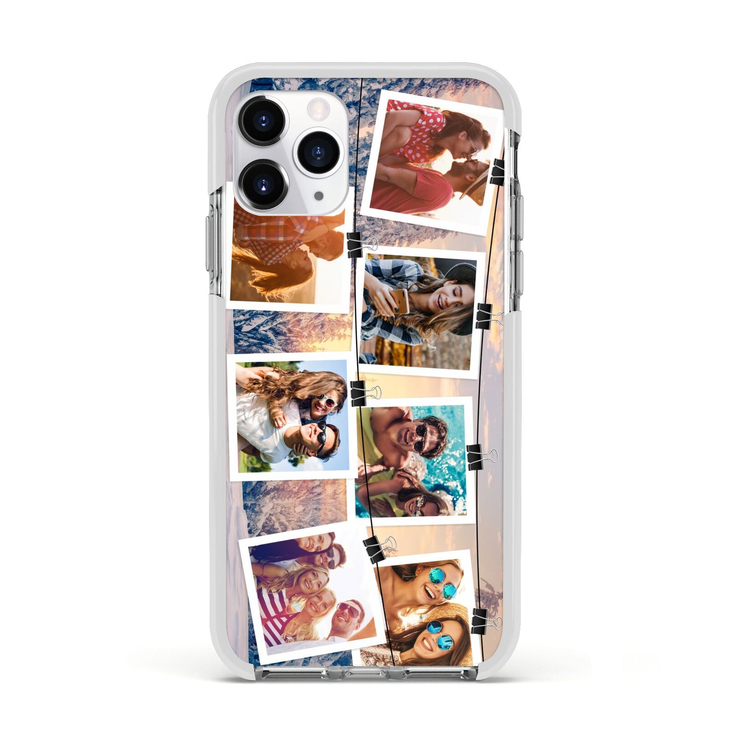 Photo Upload Montage Apple iPhone 11 Pro in Silver with White Impact Case