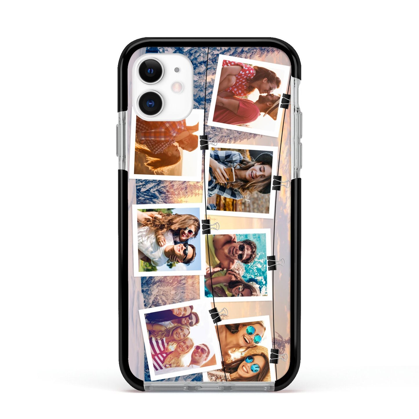 Photo Upload Montage Apple iPhone 11 in White with Black Impact Case