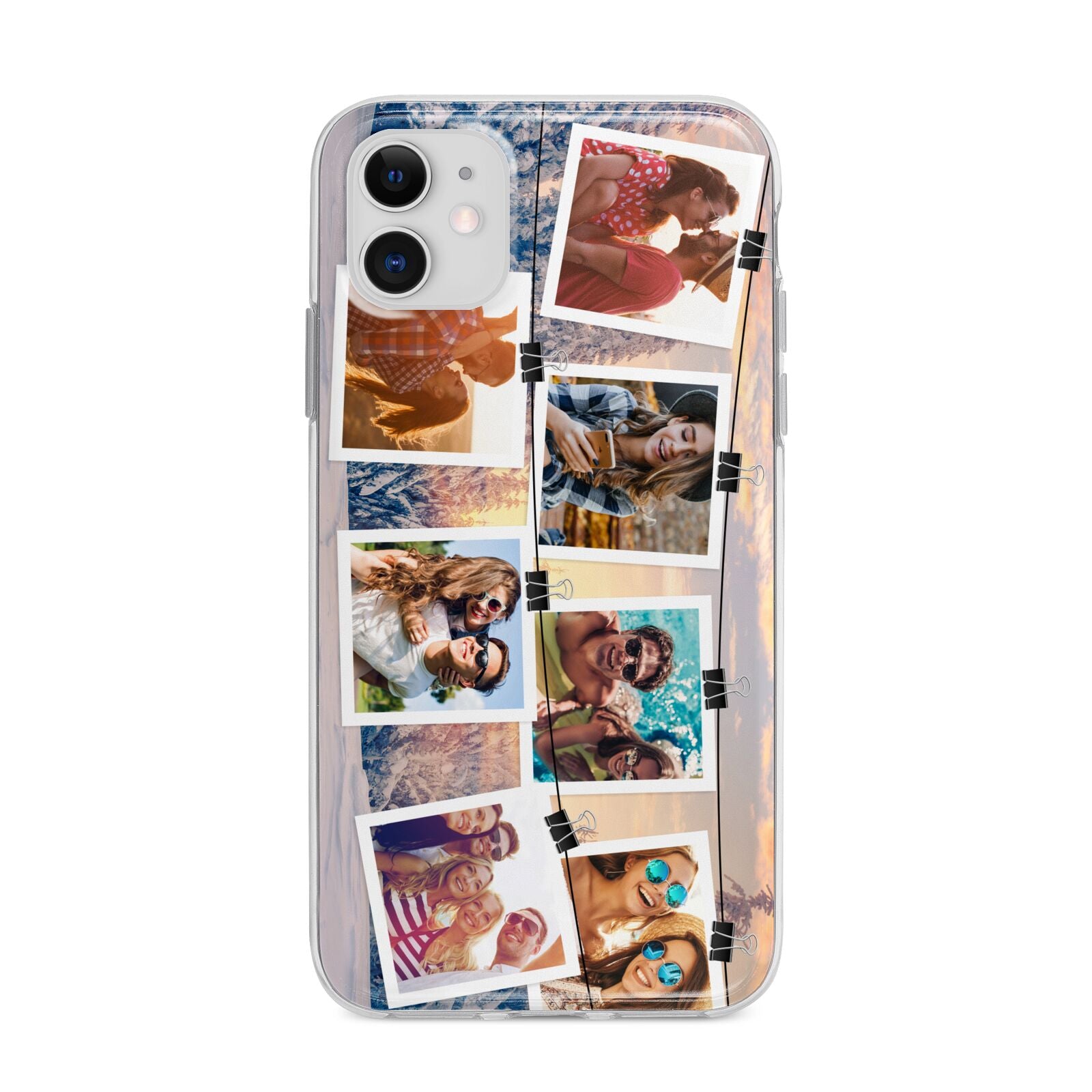 Photo Upload Montage Apple iPhone 11 in White with Bumper Case
