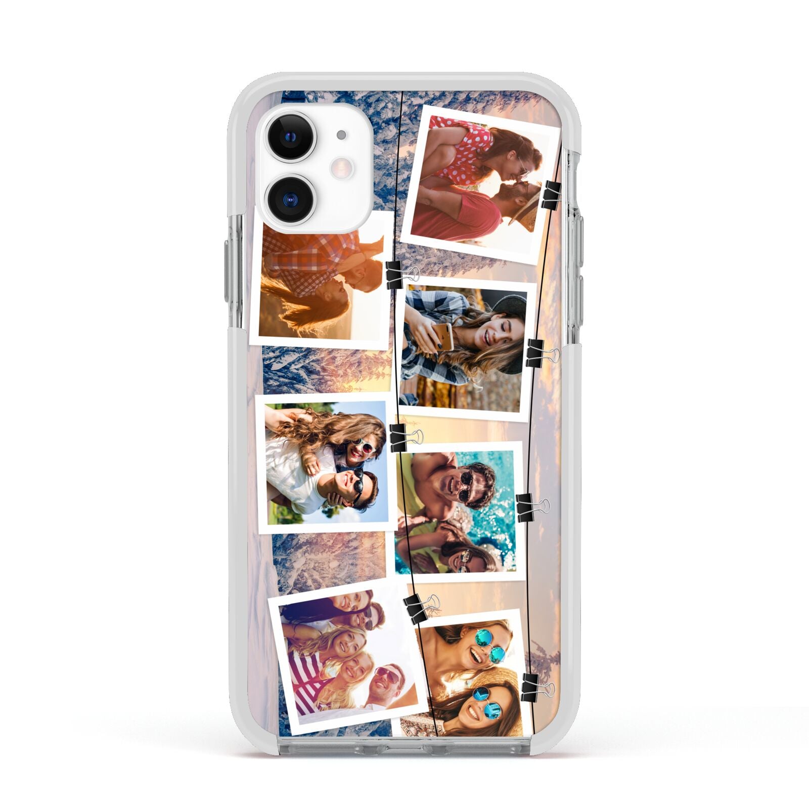 Photo Upload Montage Apple iPhone 11 in White with White Impact Case