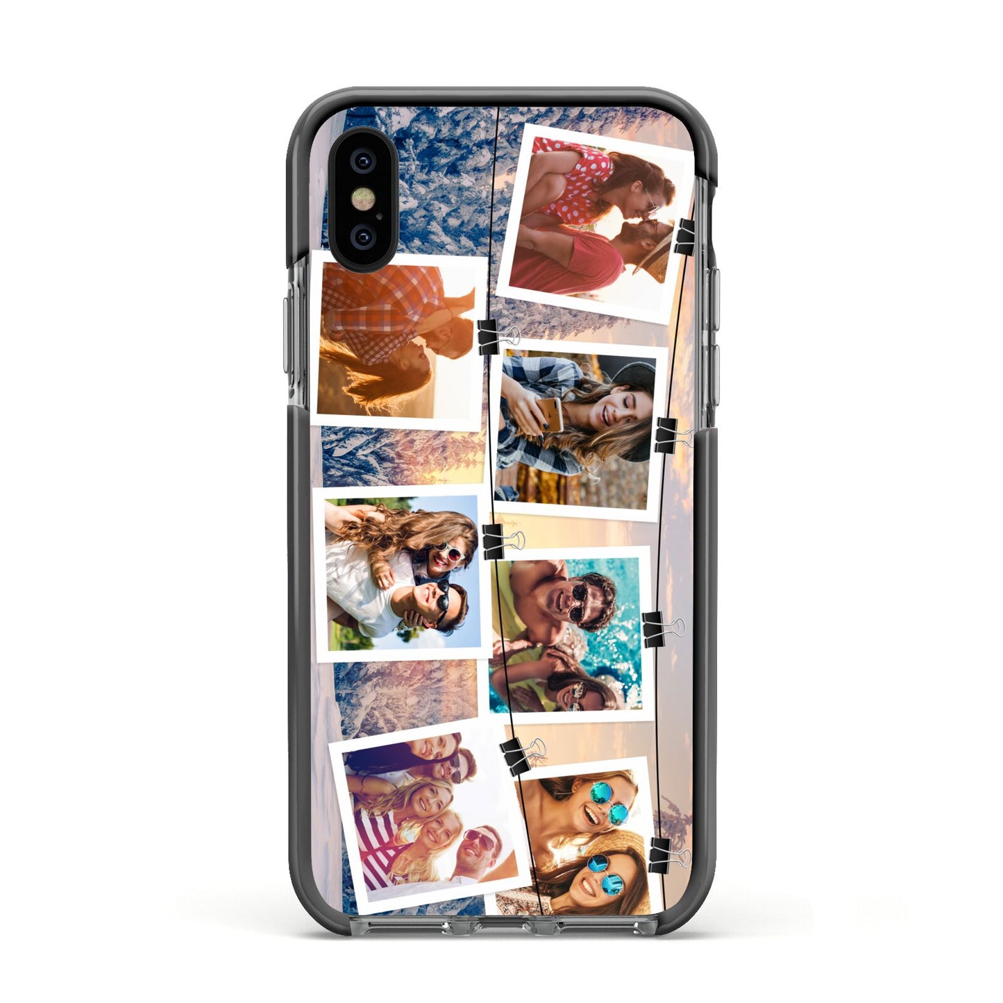 Photo Upload Montage Apple iPhone Xs Impact Case Black Edge on Black Phone