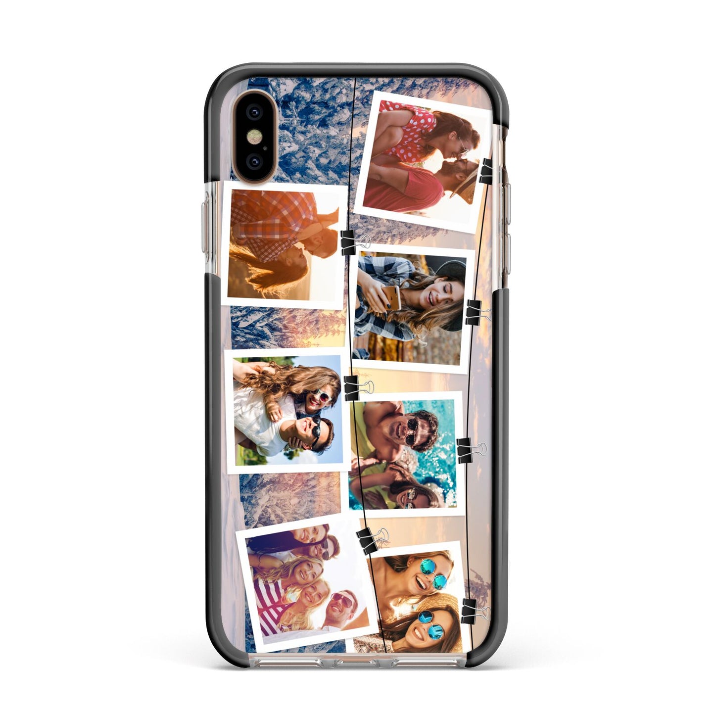 Photo Upload Montage Apple iPhone Xs Max Impact Case Black Edge on Gold Phone