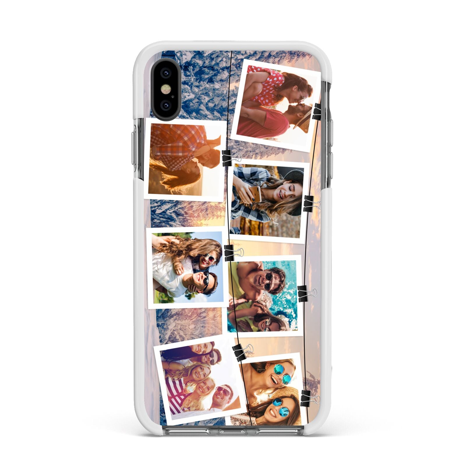 Photo Upload Montage Apple iPhone Xs Max Impact Case White Edge on Black Phone