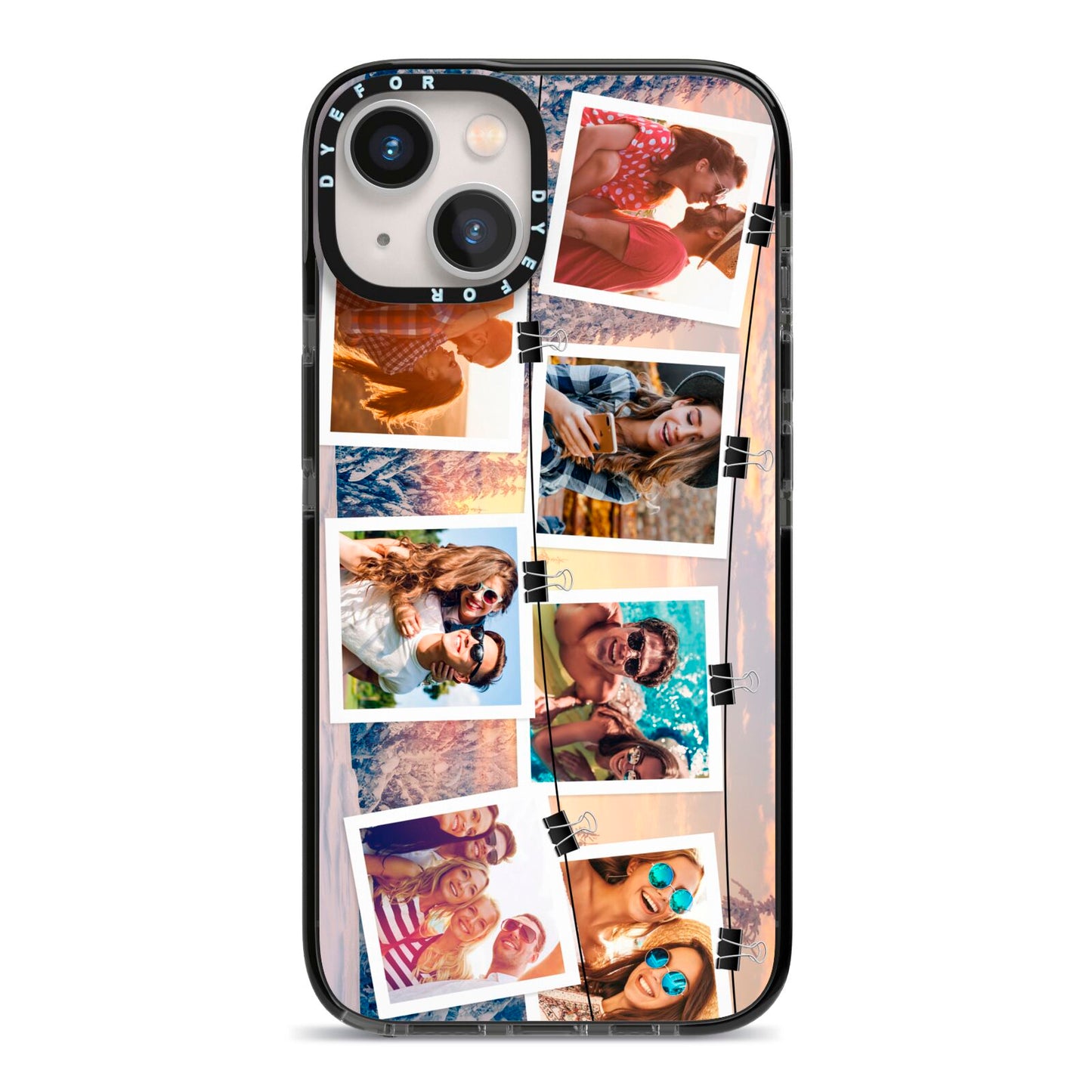 Photo Upload Montage iPhone 13 Black Impact Case on Silver phone