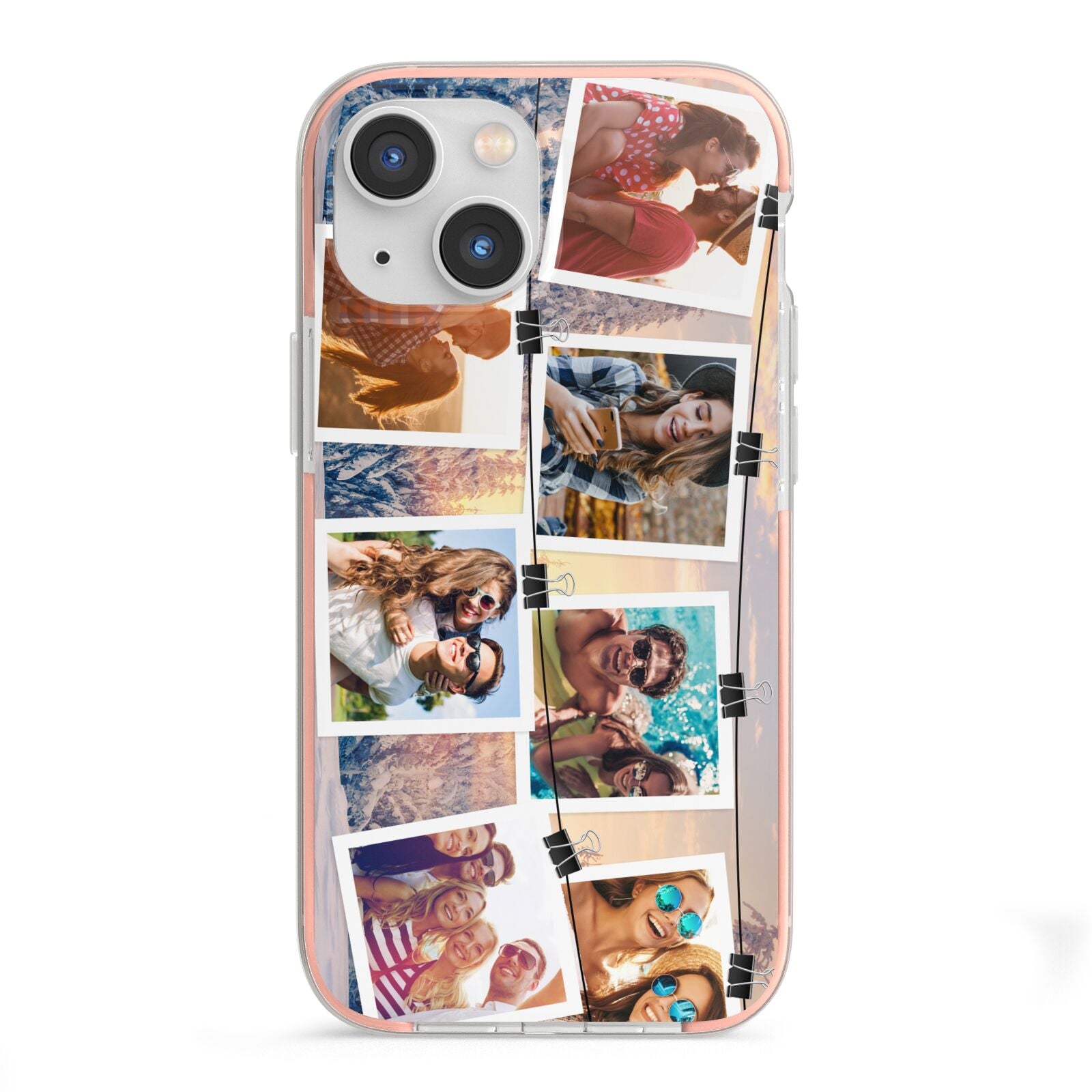 Photo Upload Montage iPhone 13 Mini TPU Impact Case with Pink Edges
