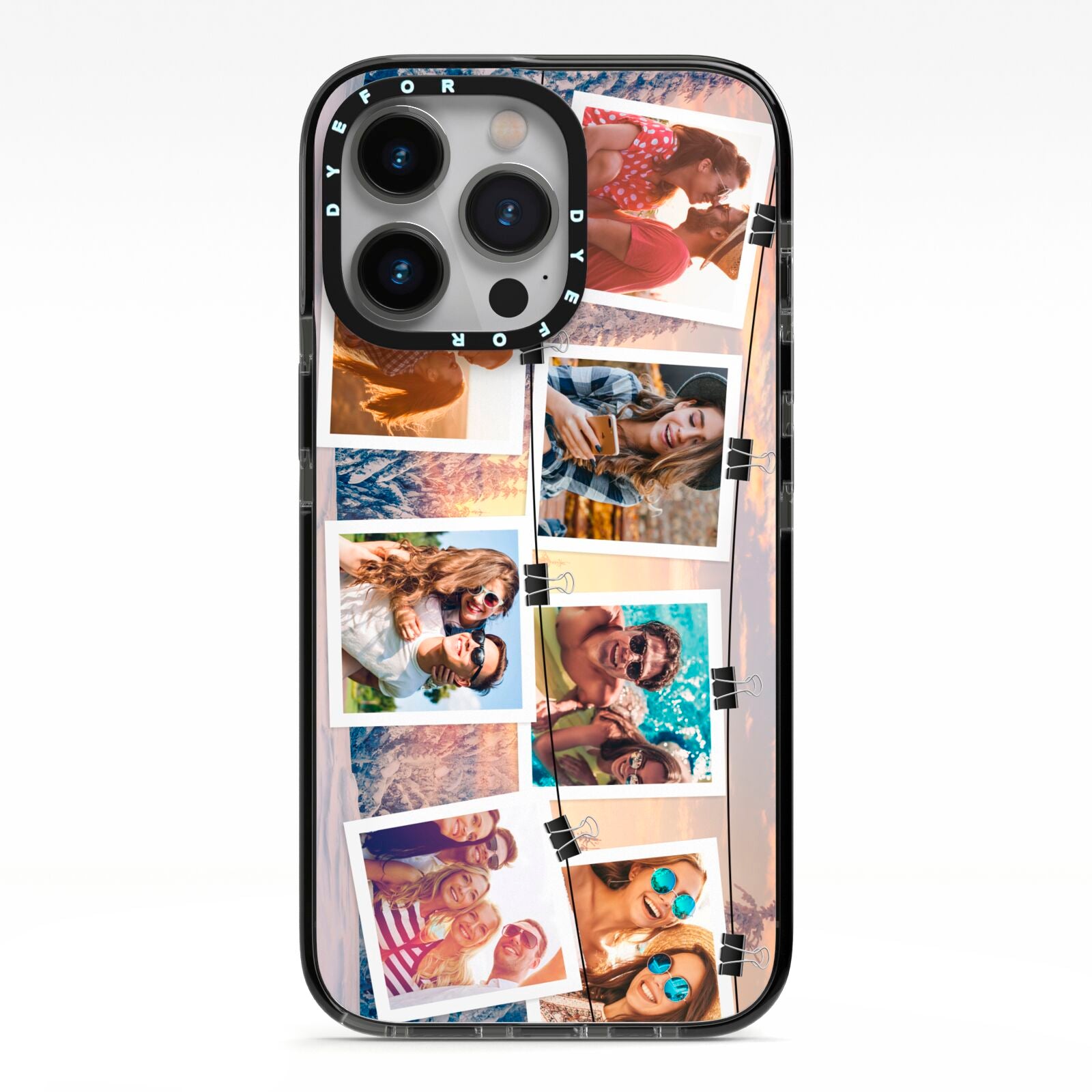 Photo Upload Montage iPhone 13 Pro Black Impact Case on Silver phone