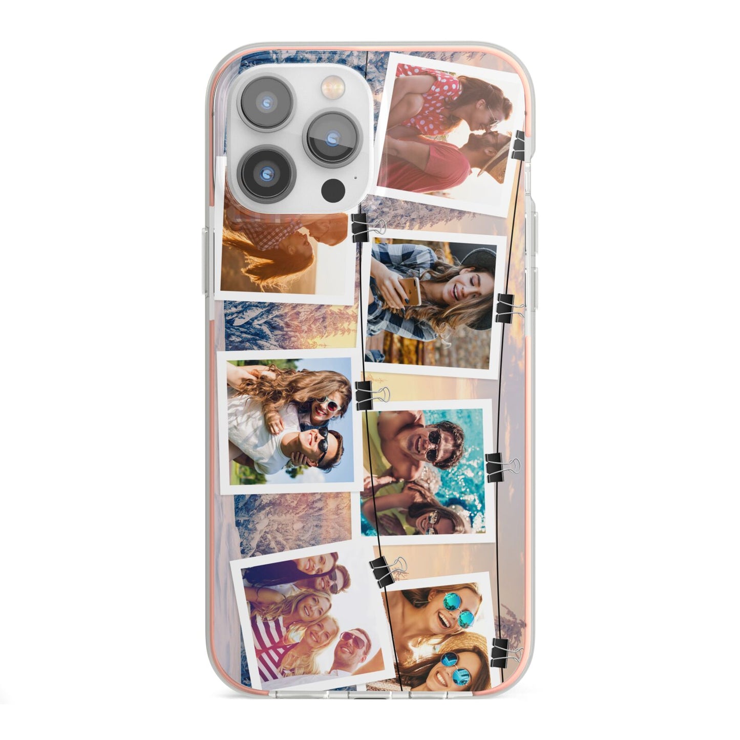 Photo Upload Montage iPhone 13 Pro Max TPU Impact Case with Pink Edges