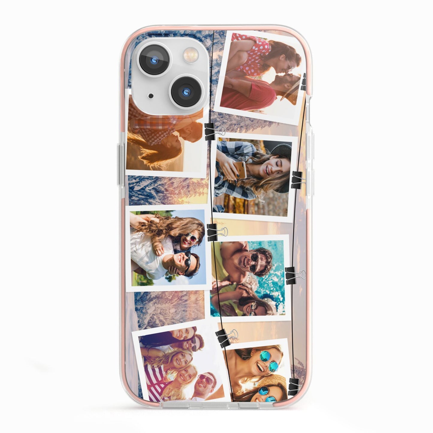 Photo Upload Montage iPhone 13 TPU Impact Case with Pink Edges