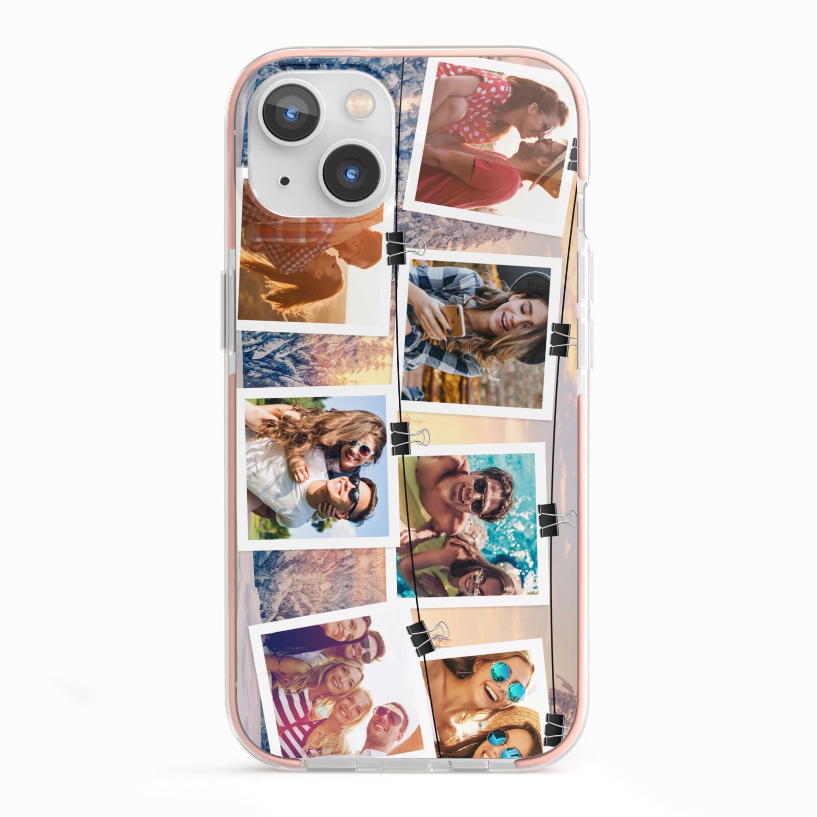Photo Upload Montage iPhone 13 TPU Impact Case with Pink Edges