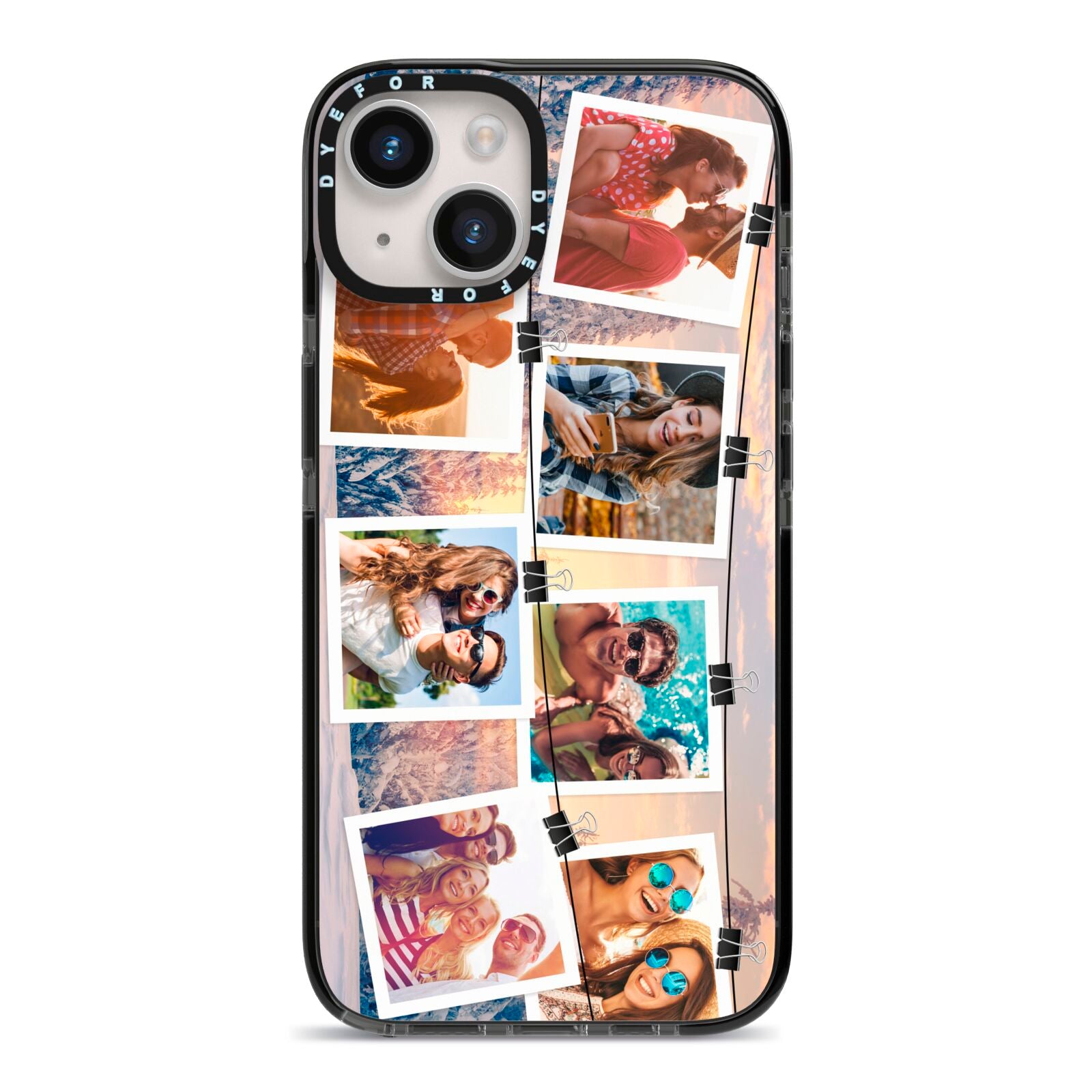 Photo Upload Montage iPhone 14 Black Impact Case on Silver phone