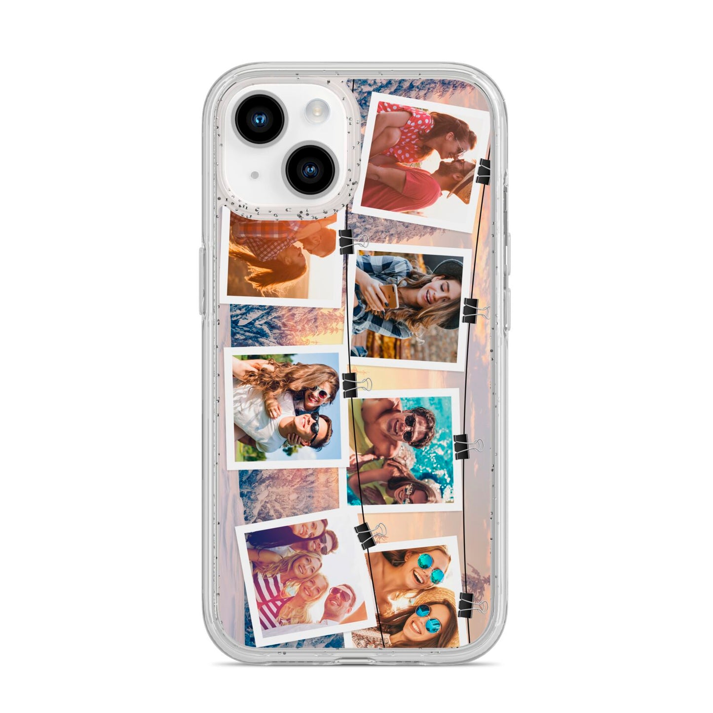 Photo Upload Montage iPhone 14 Glitter Tough Case Starlight