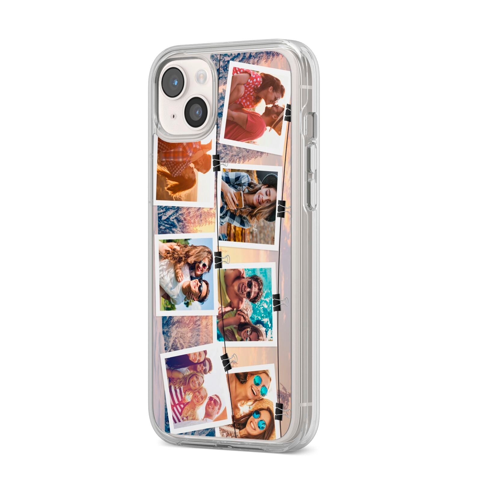 Photo Upload Montage iPhone 14 Plus Clear Tough Case Starlight Angled Image