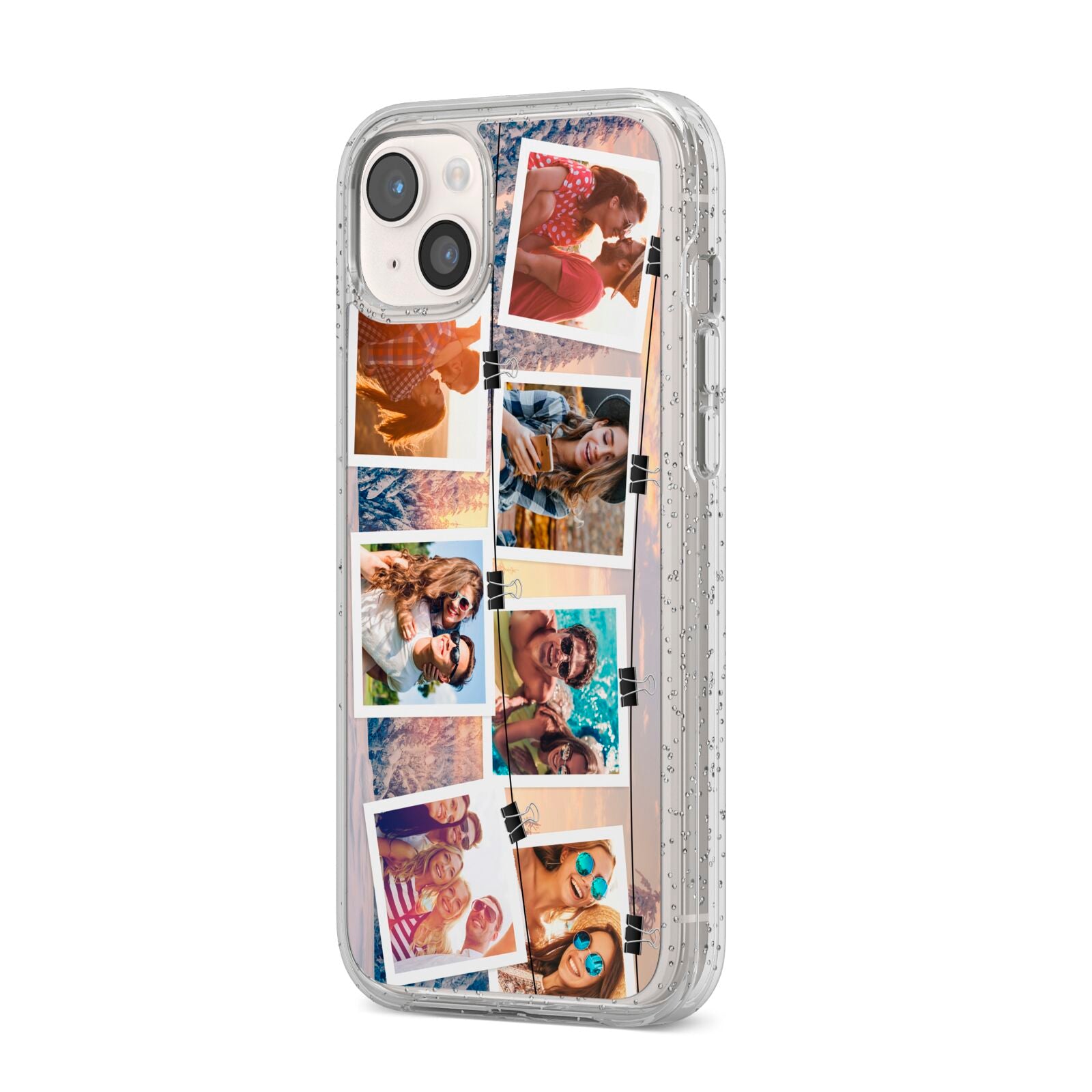 Photo Upload Montage iPhone 14 Plus Glitter Tough Case Starlight Angled Image