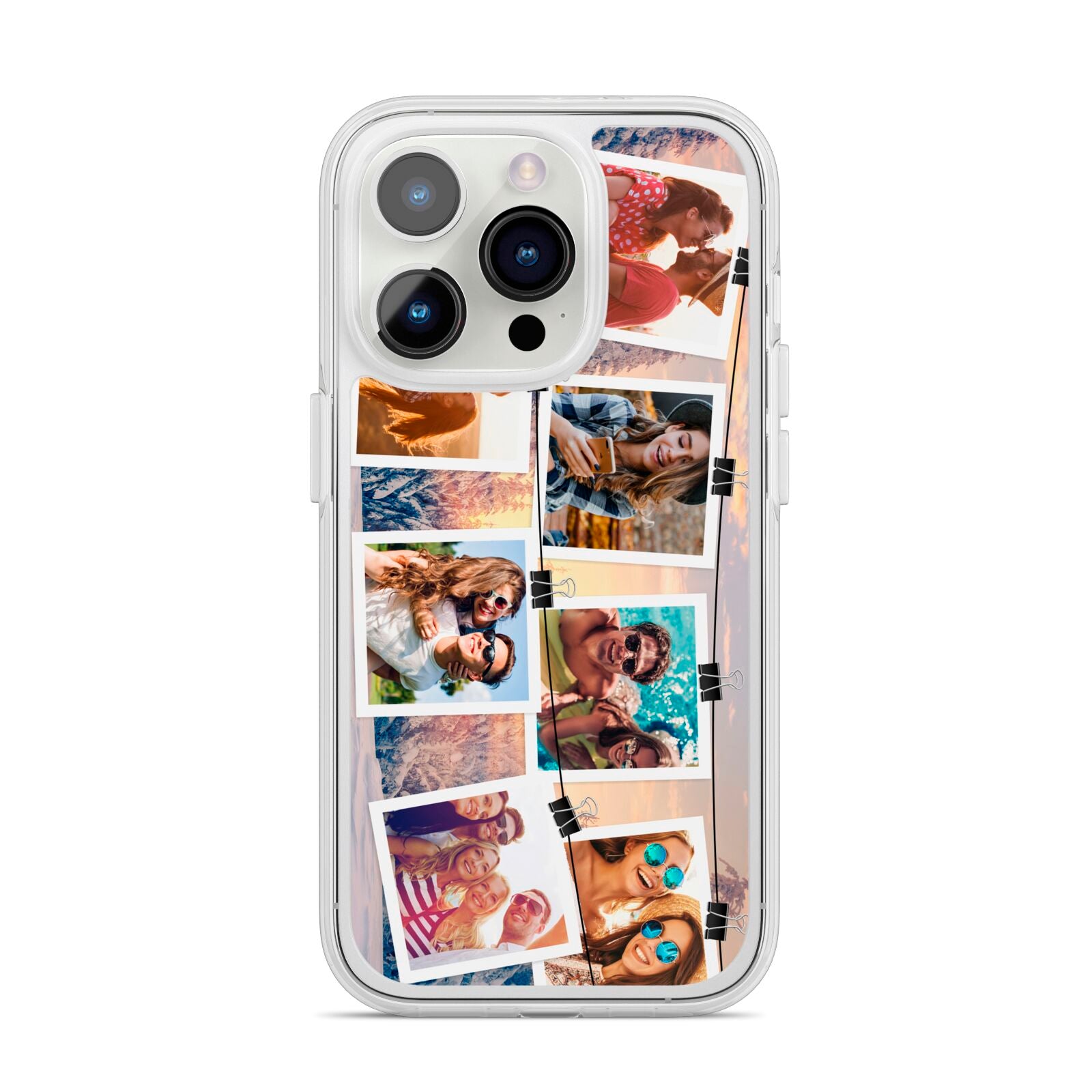 Photo Upload Montage iPhone 14 Pro Clear Tough Case Silver