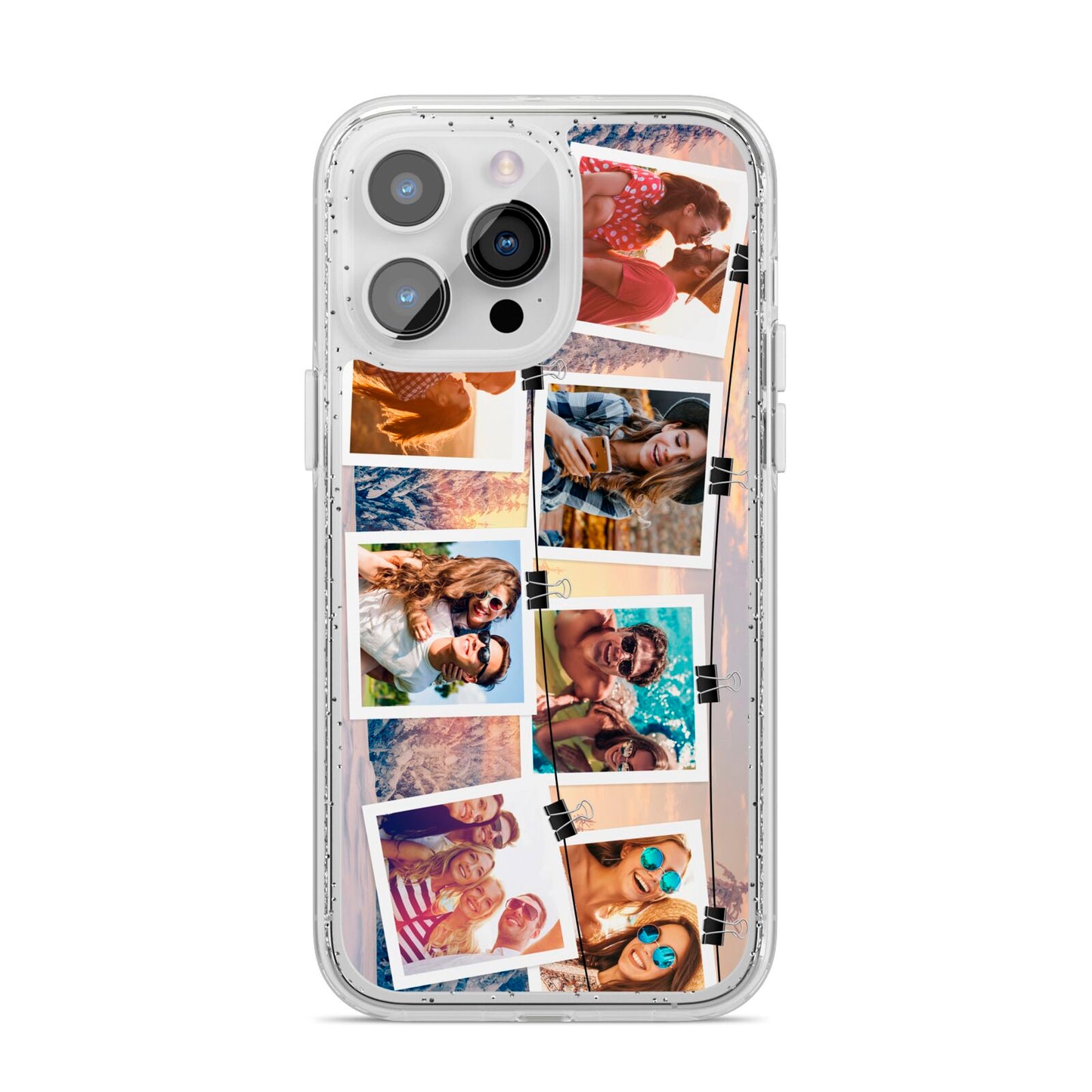 Photo Upload Montage iPhone 14 Pro Max Glitter Tough Case Silver